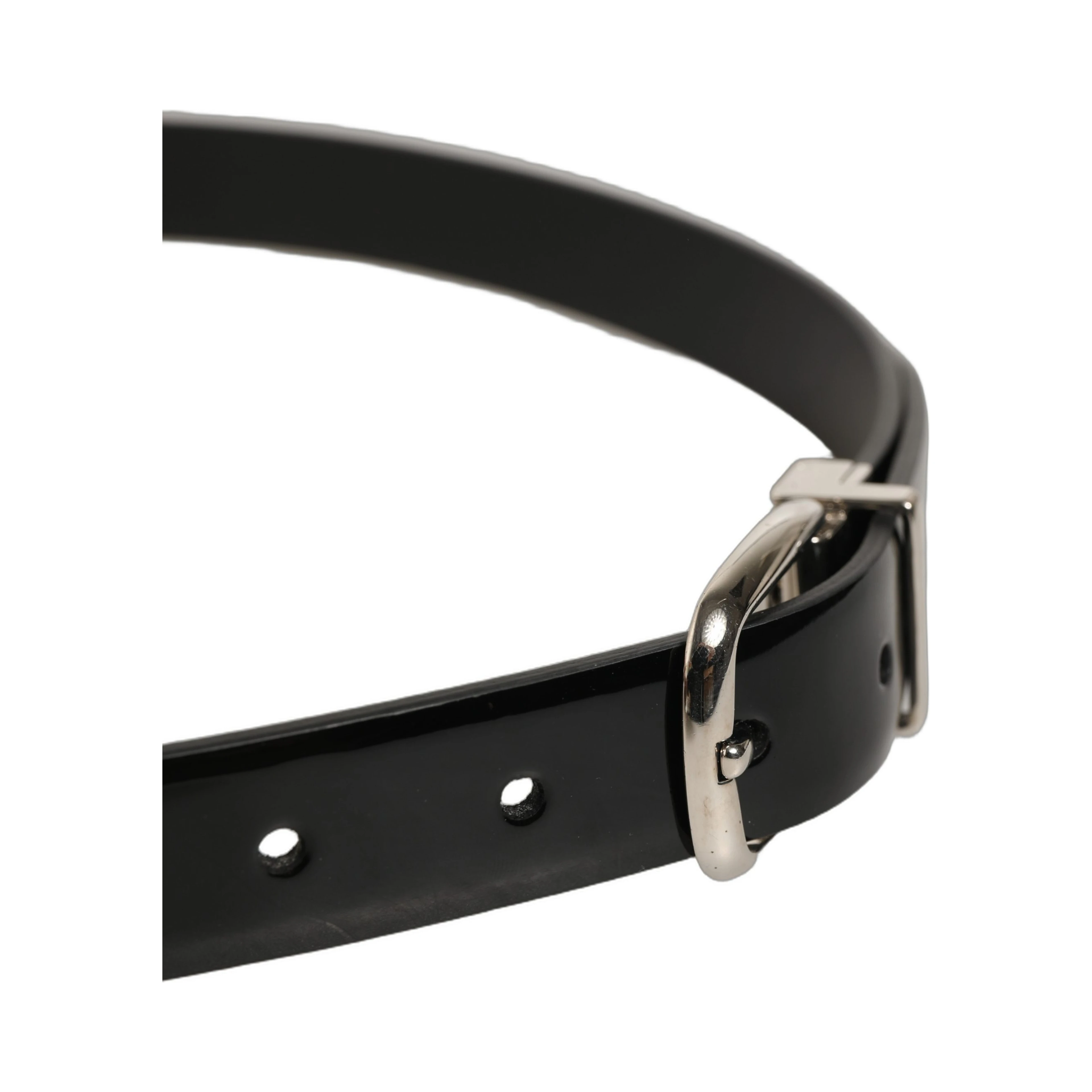 Black Classic Leather Silver Tone Buckle Belt