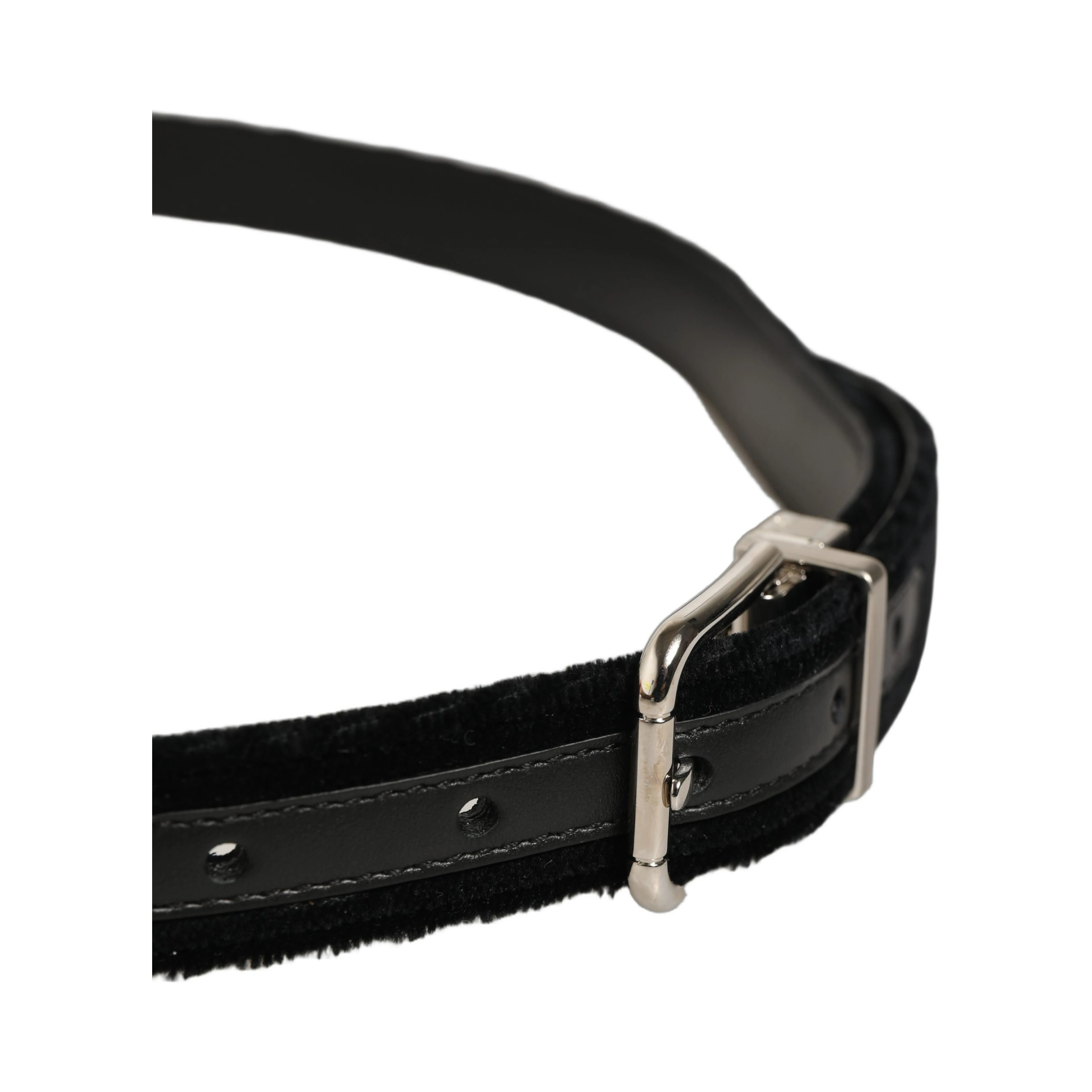 Black Velvet Silver Tone Metal Buckle Belt