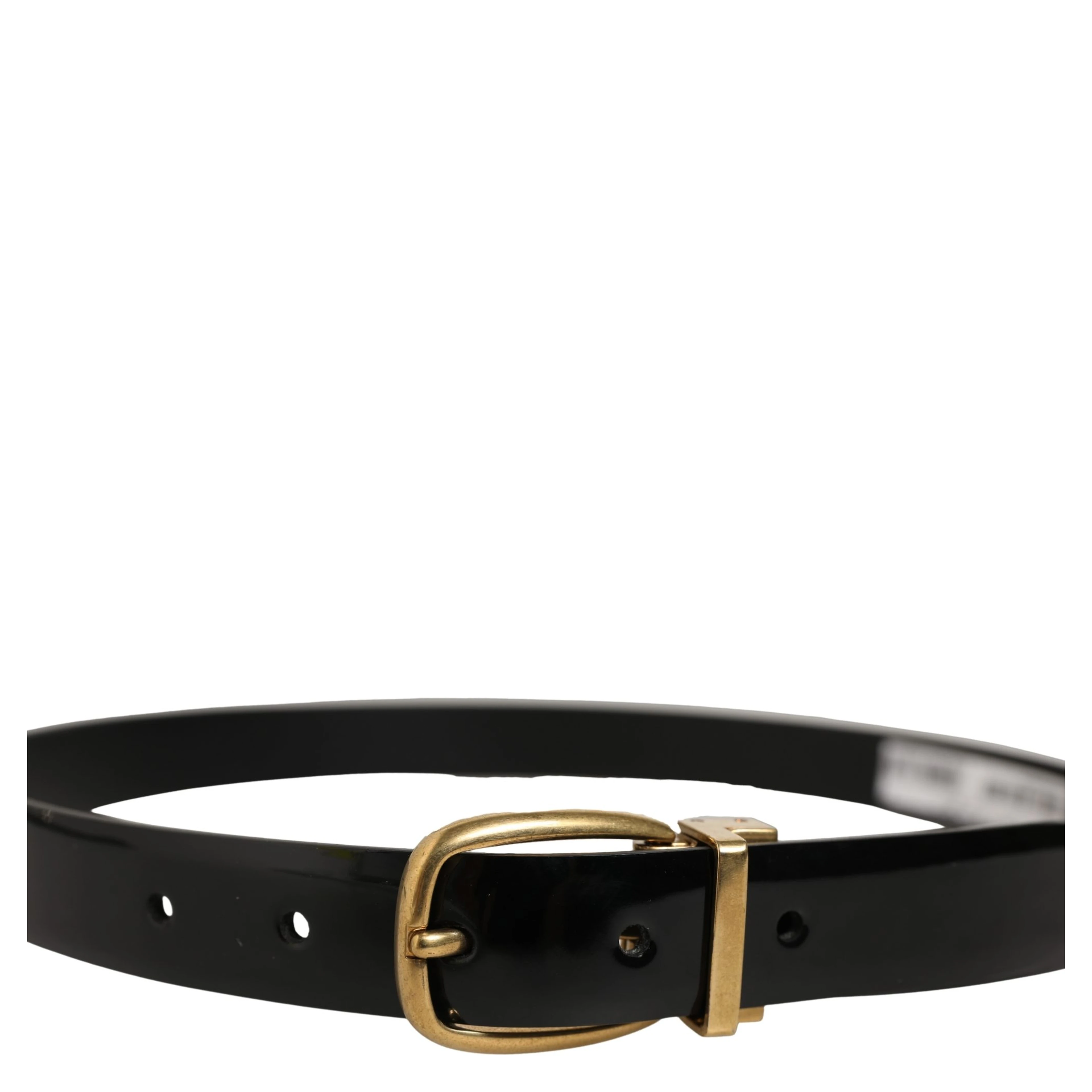 Black Classic Leather Gold Tone Buckle Belt