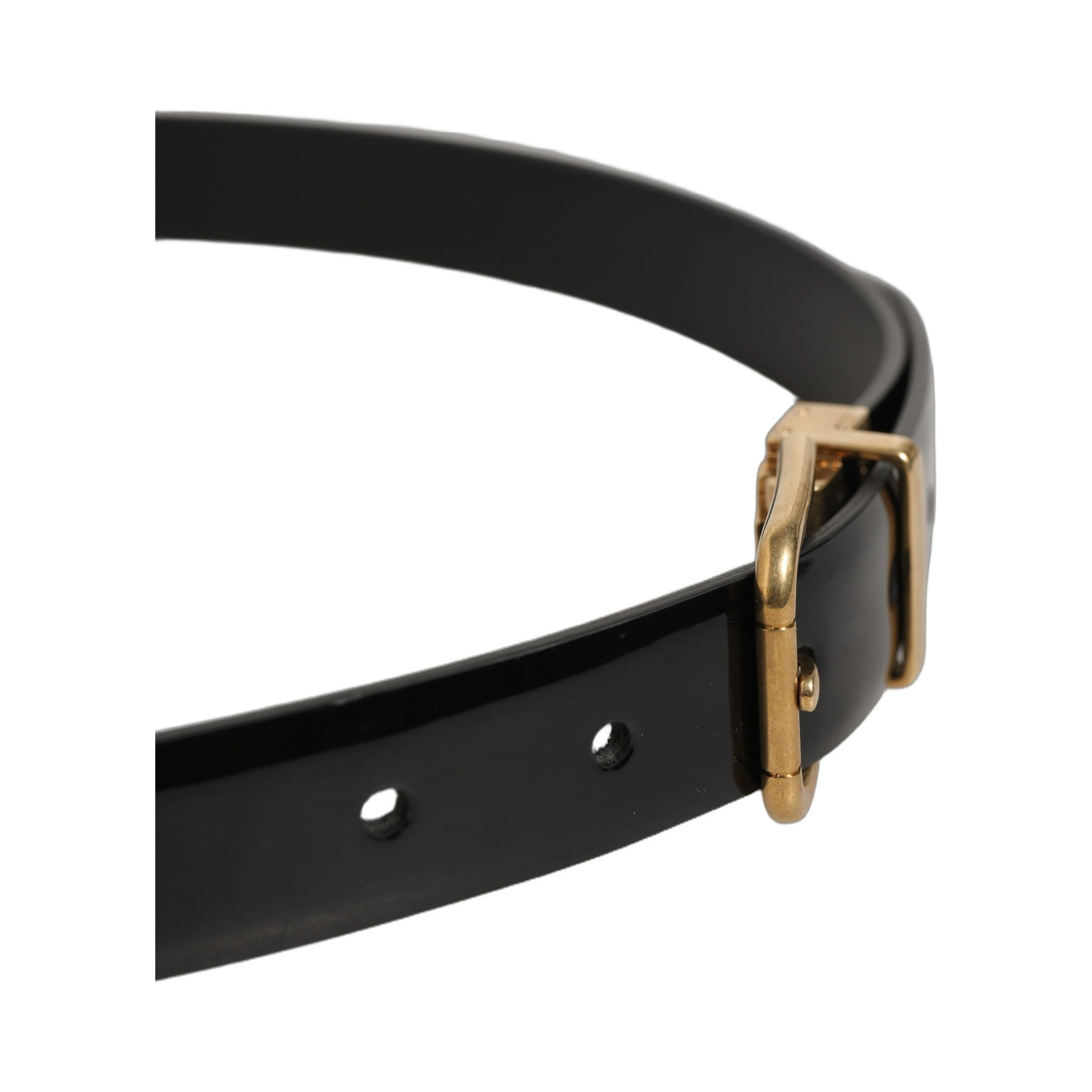 Black Classic Leather Gold Tone Buckle Belt