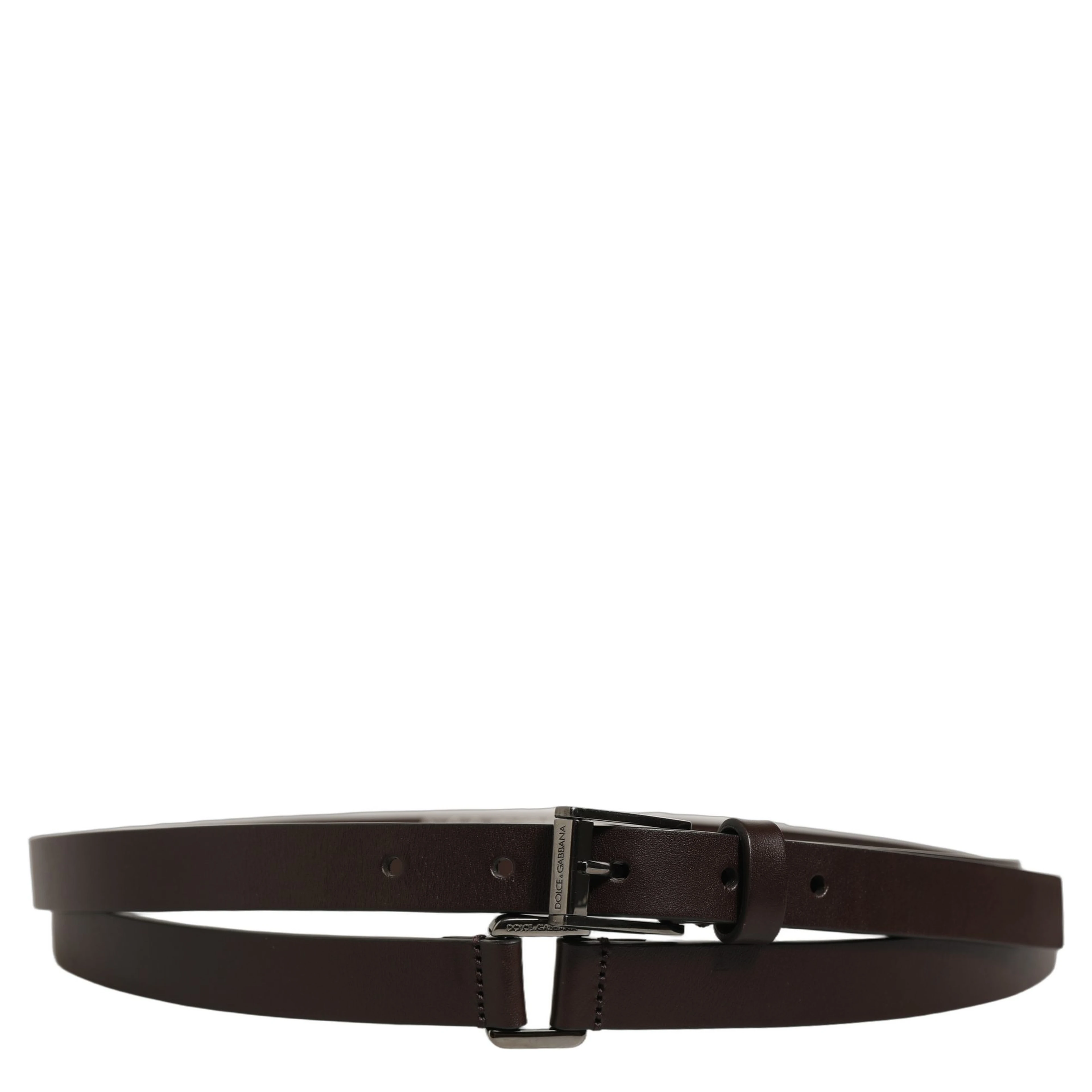 Brown Leather Double Wrap Metal Buckle Belt