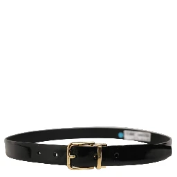 Black Classic Leather Gold Tone Buckle Belt