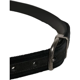 Black Cotton Metal Buckle Classic Men Belt