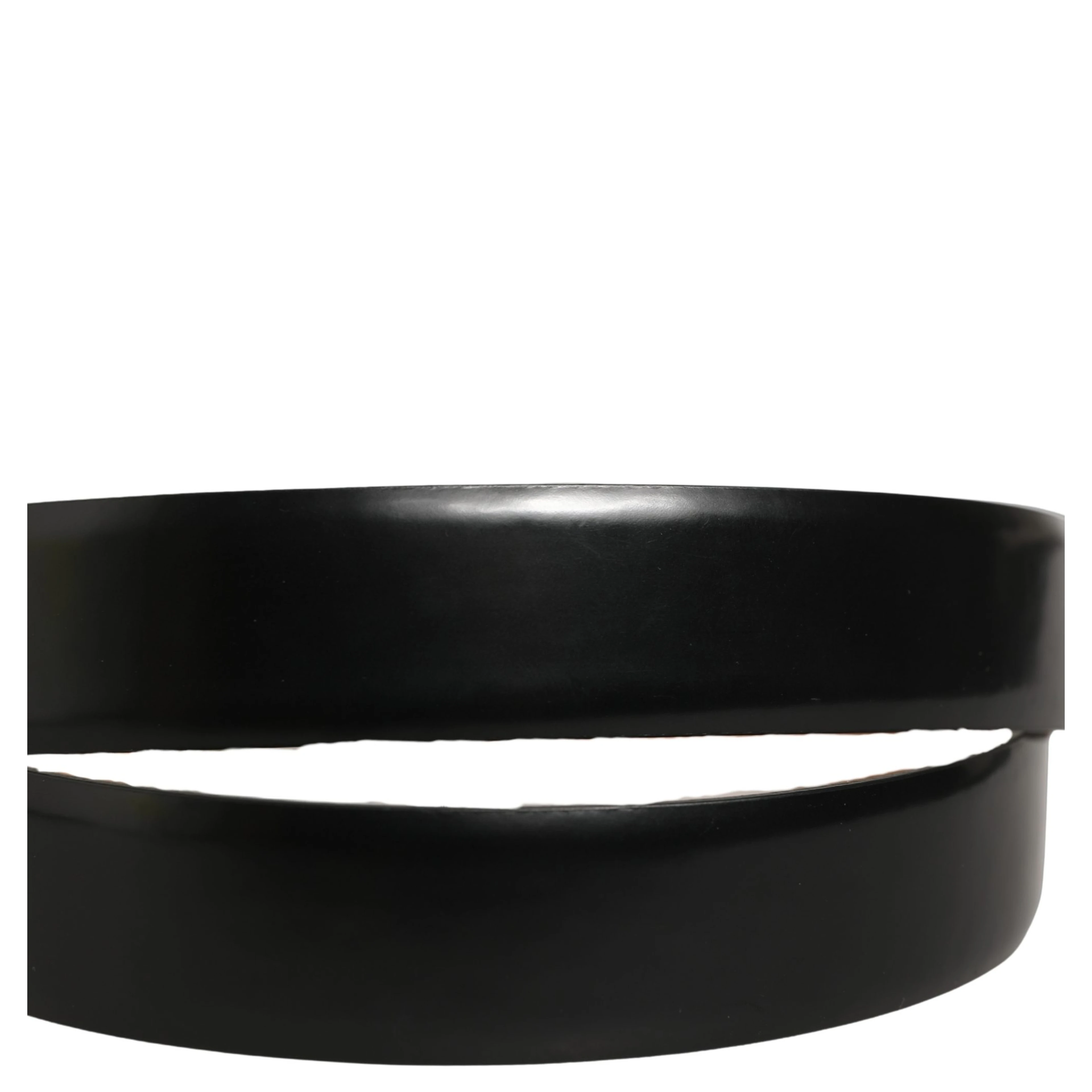 Black Calf Leather Silver Metal Buckle Belt