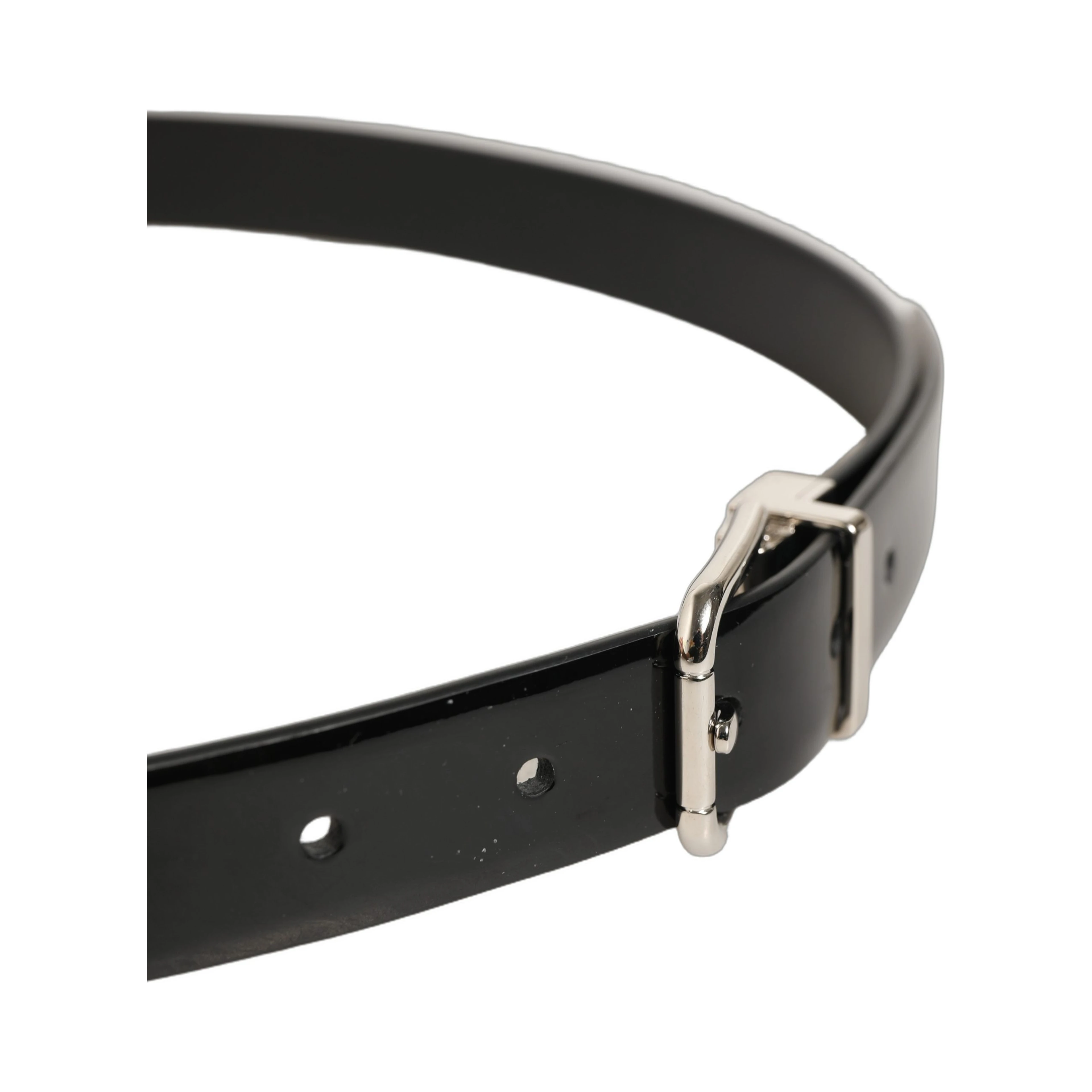 Black Classic Leather Silver Tone Buckle Belt