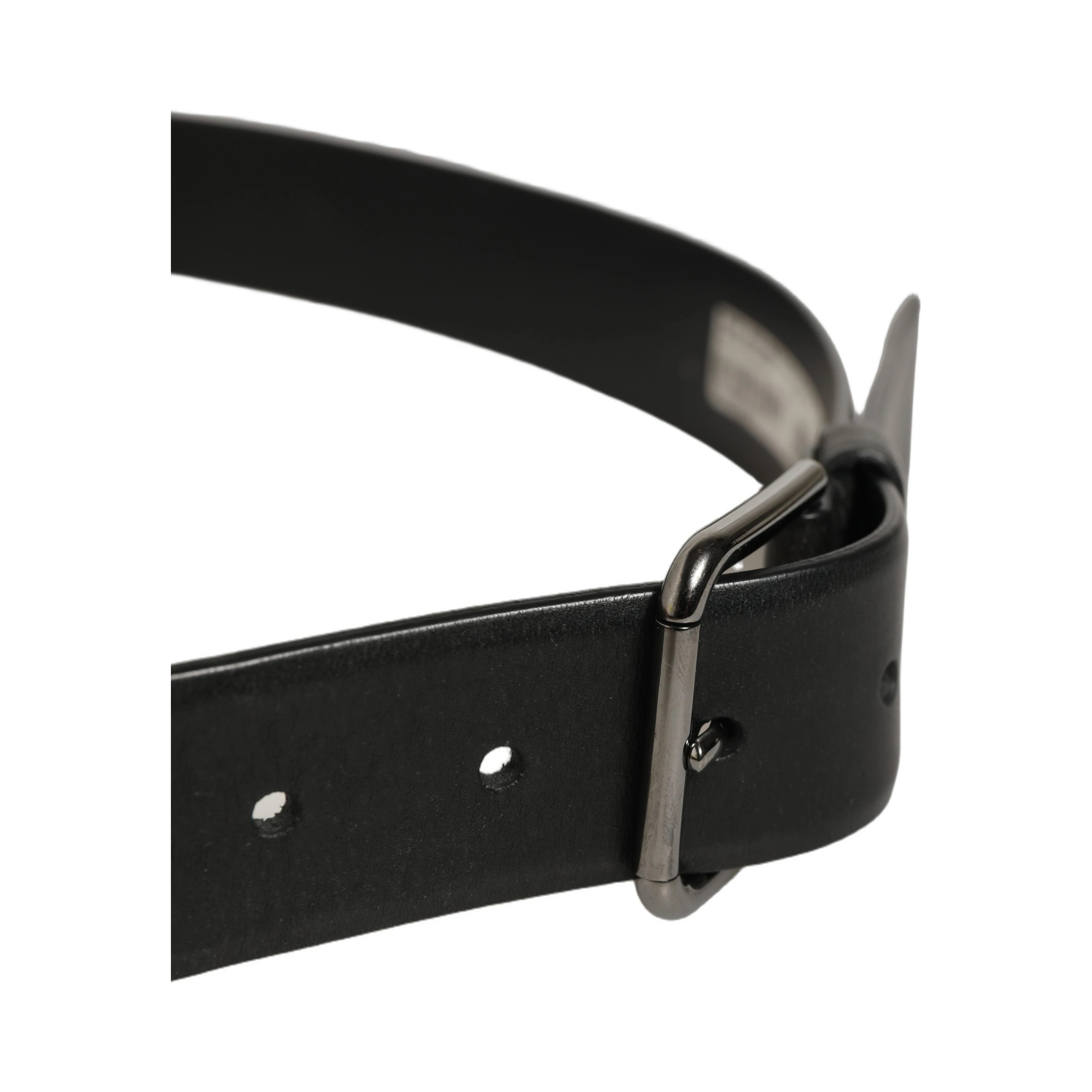 Black Calf Leather Classic Silver Buckle Belt