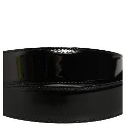 Black Patent Leather Silver Metal Buckle Belt