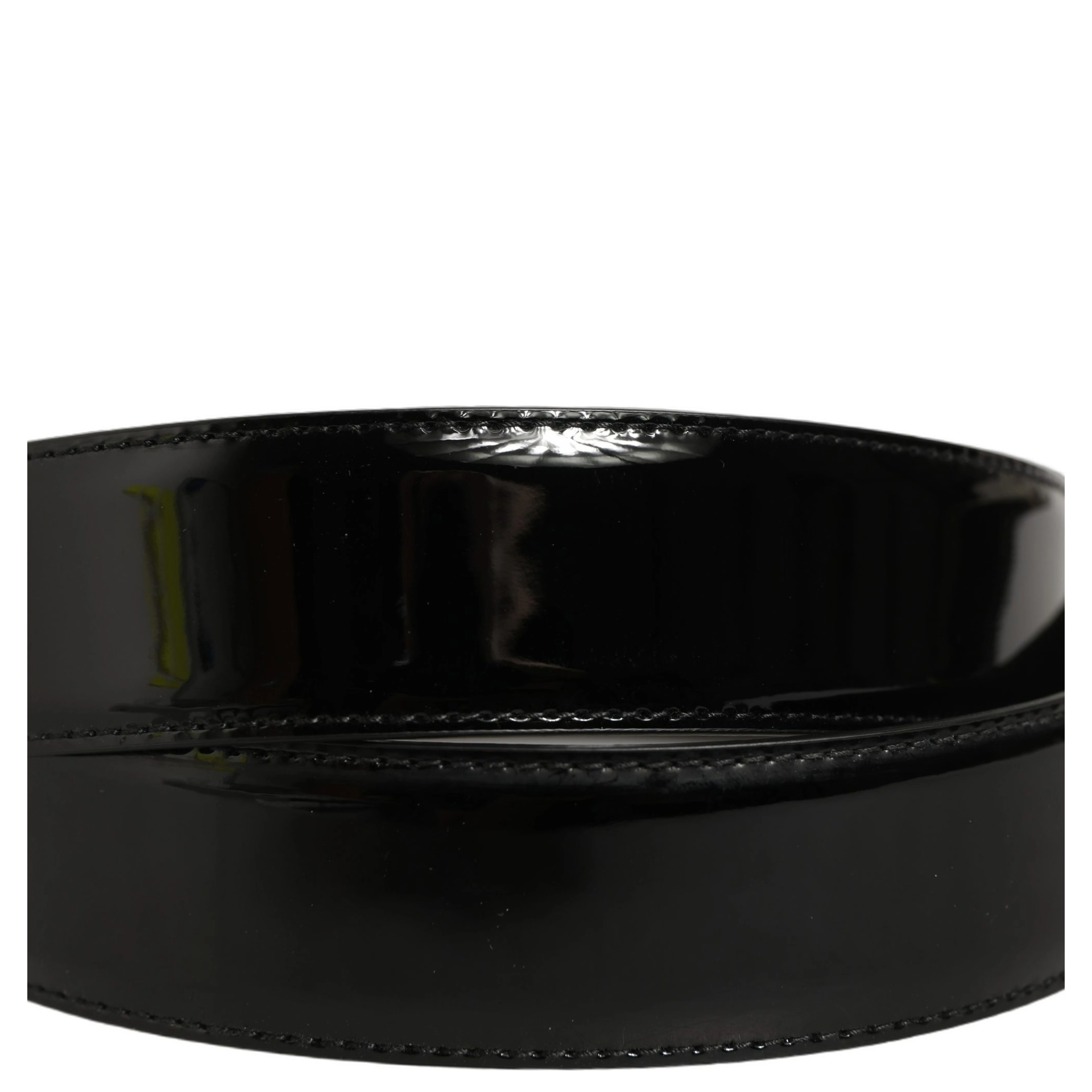 Black Patent Leather Silver Metal Buckle Belt