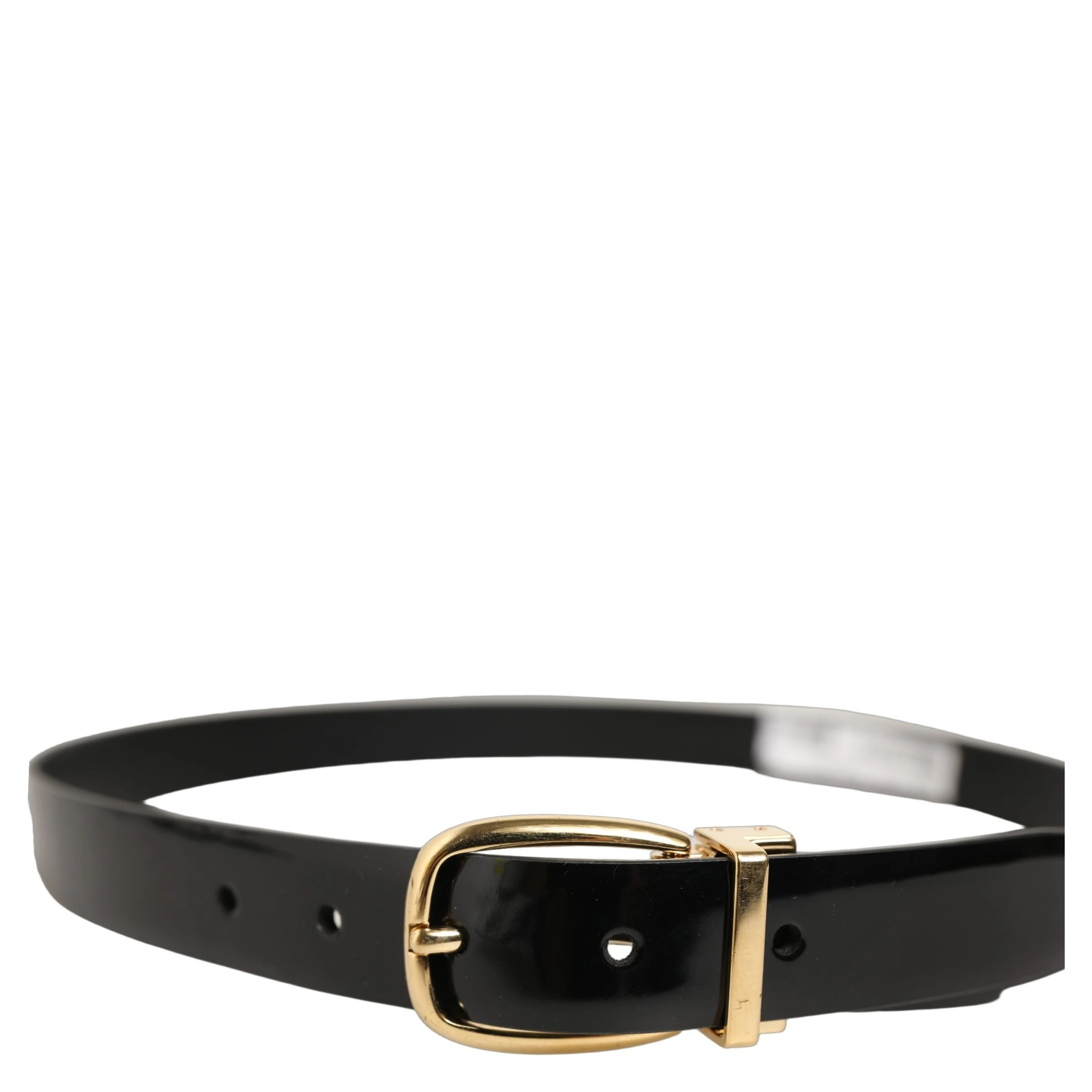 Black Classic Leather Gold Tone Buckle Belt