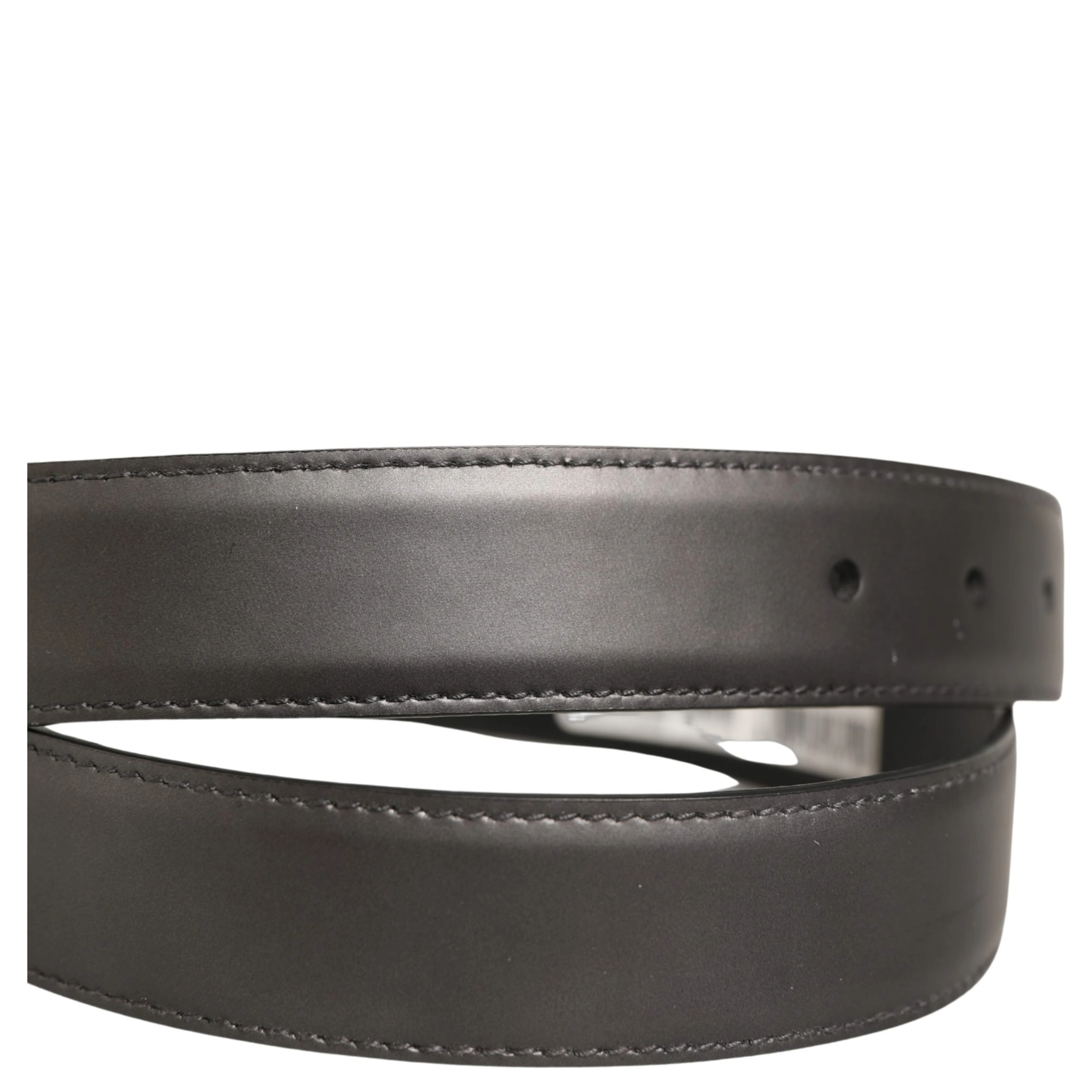 Dark Gray Leather Metal Buckle Classic Belt