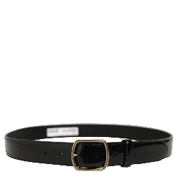 Black Patent Leather Gold Metal Buckle Belt