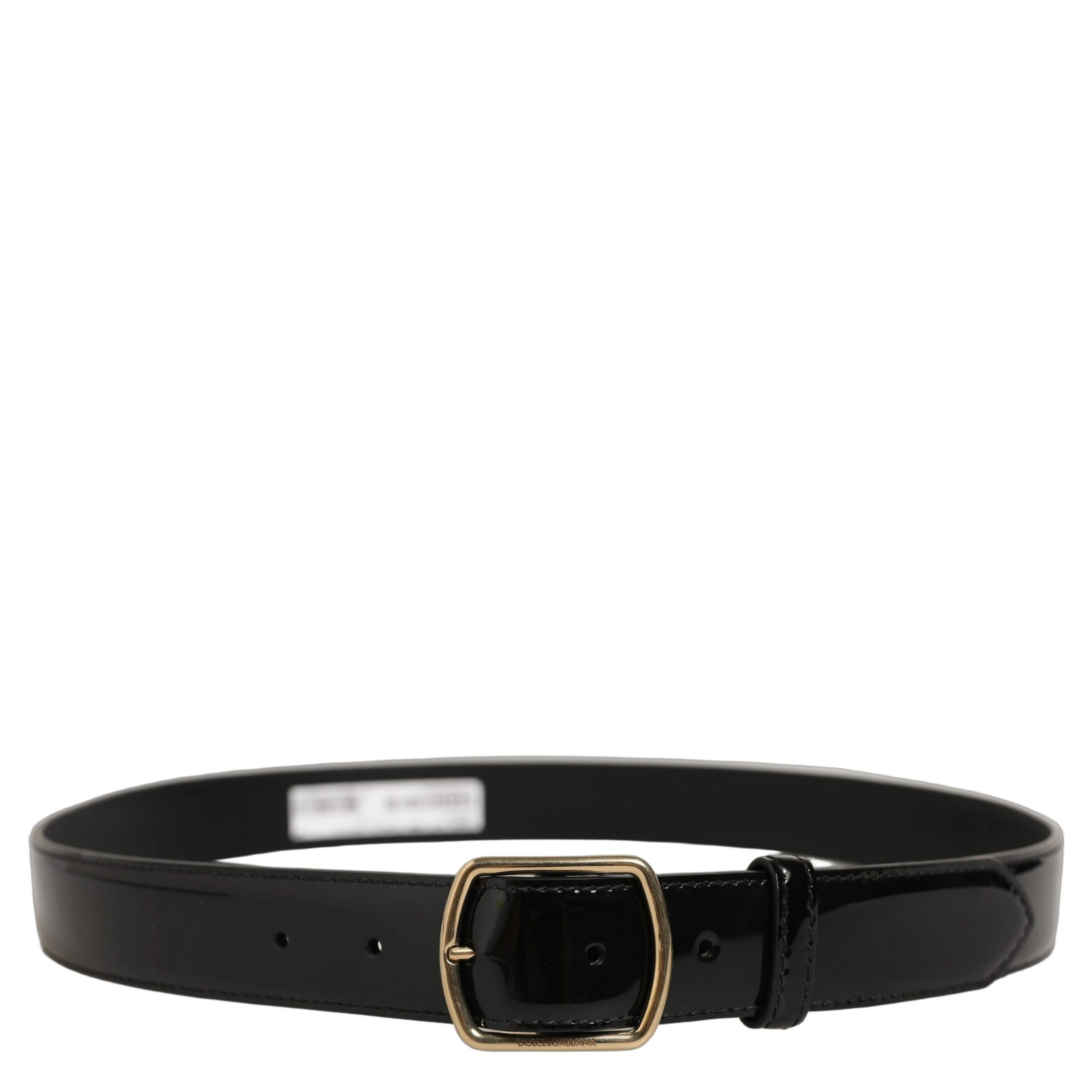 Black Patent Leather Gold Metal Buckle Belt