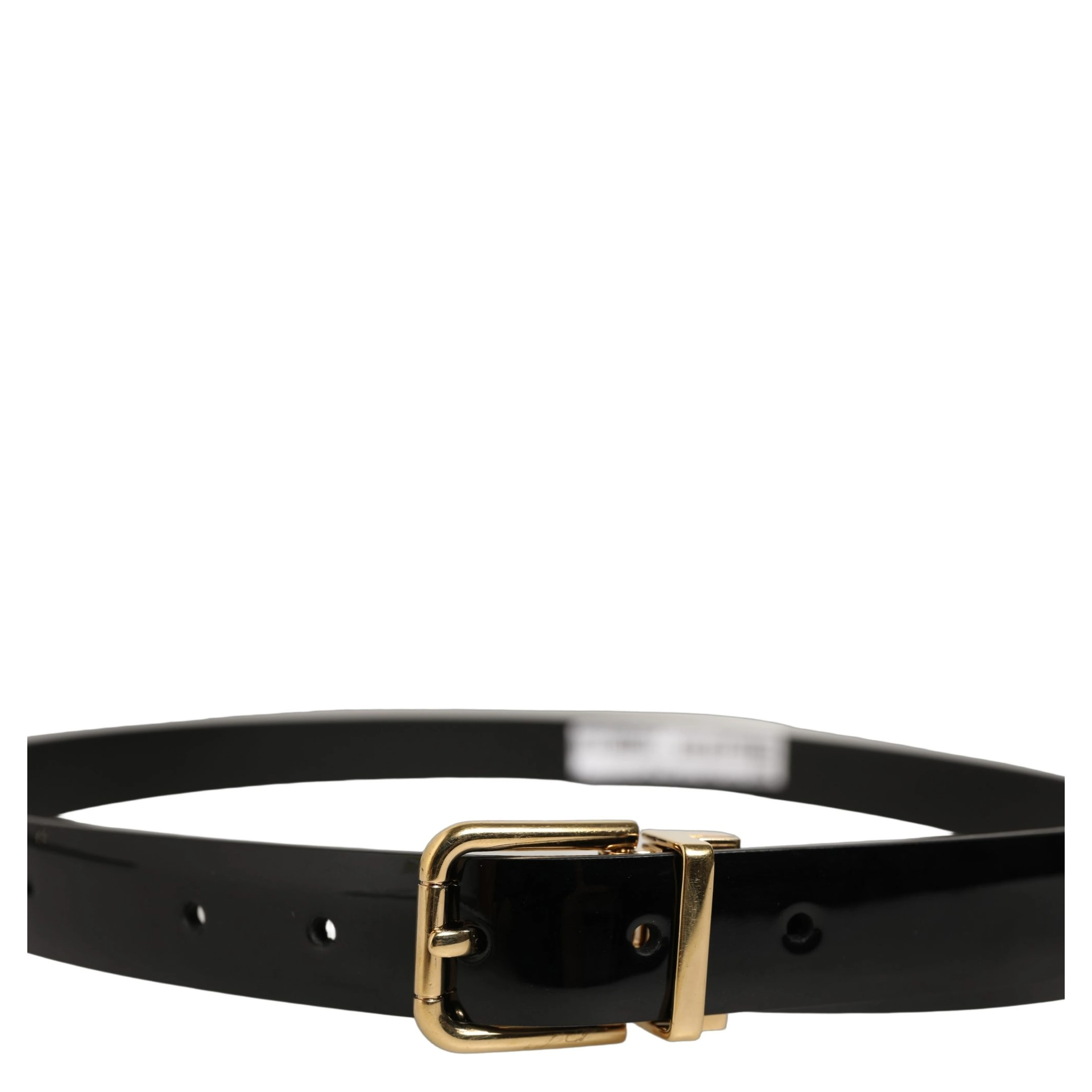 Black Classic Leather Gold Tone Buckle Belt