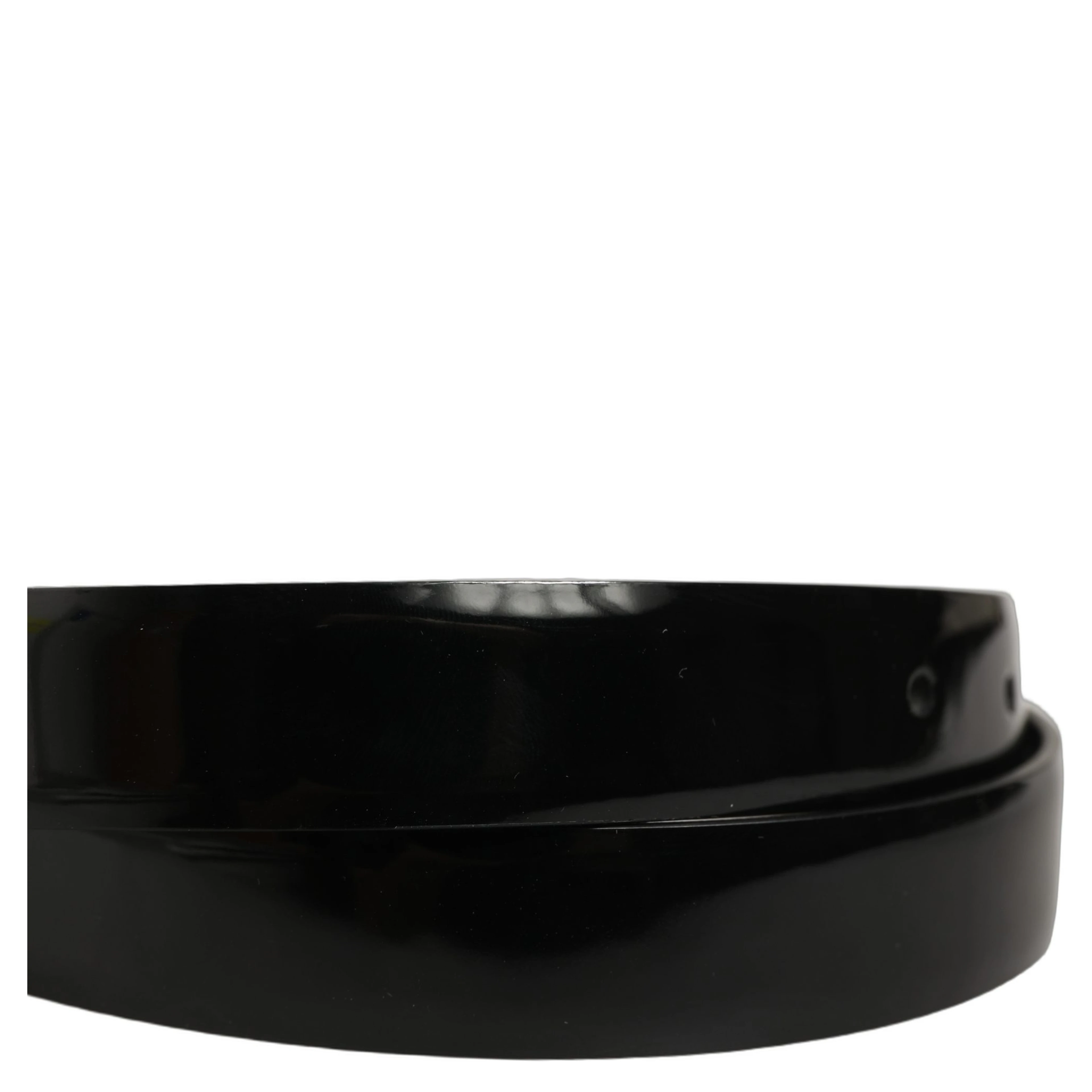 Black Classic Leather Gold Tone Buckle Belt