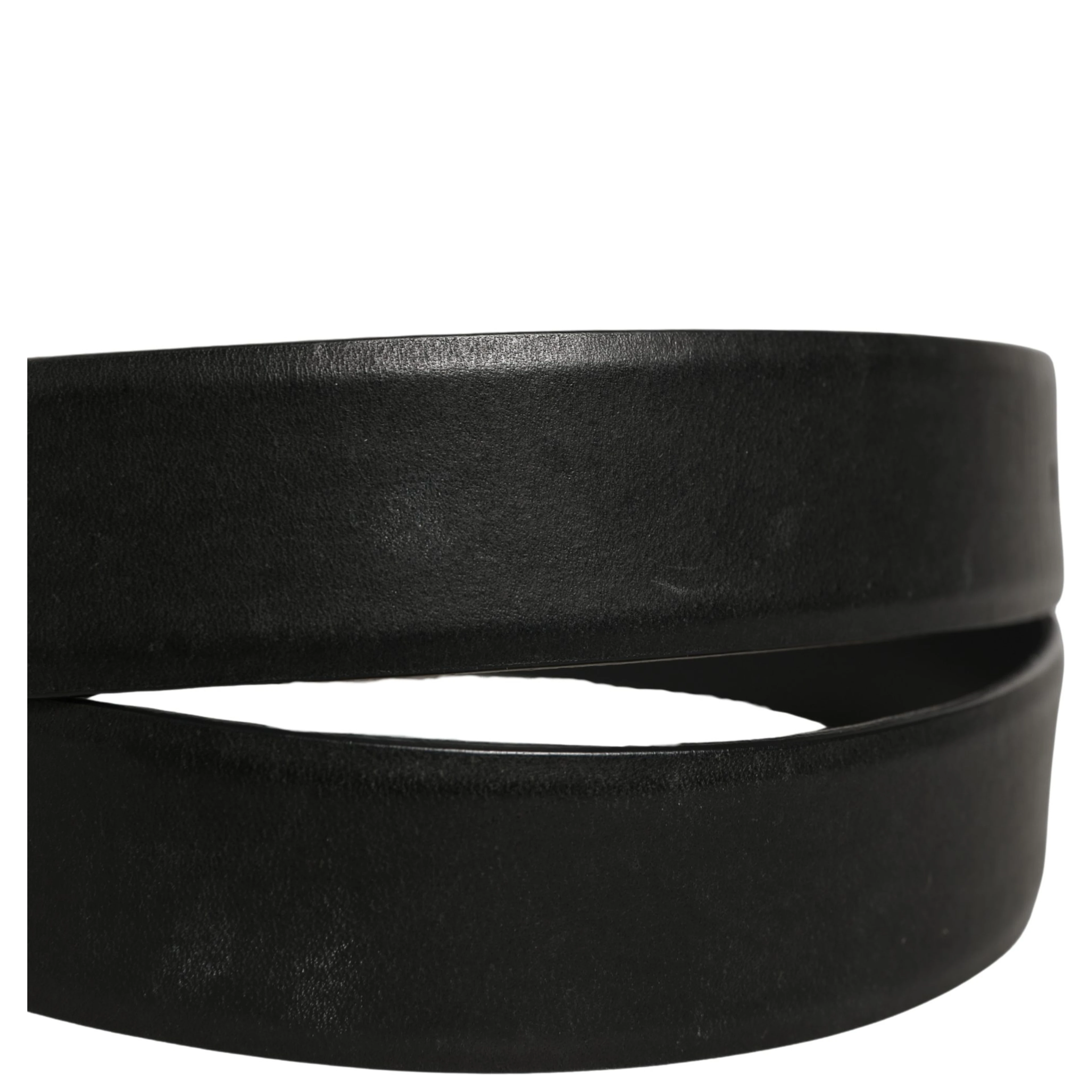 Black Calf Leather Classic Silver Buckle Belt