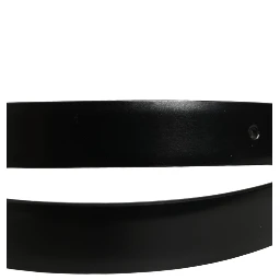 Black Leather Silver Tone Metal Buckle Belt