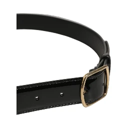 Black Patent Leather Gold Metal Buckle Belt