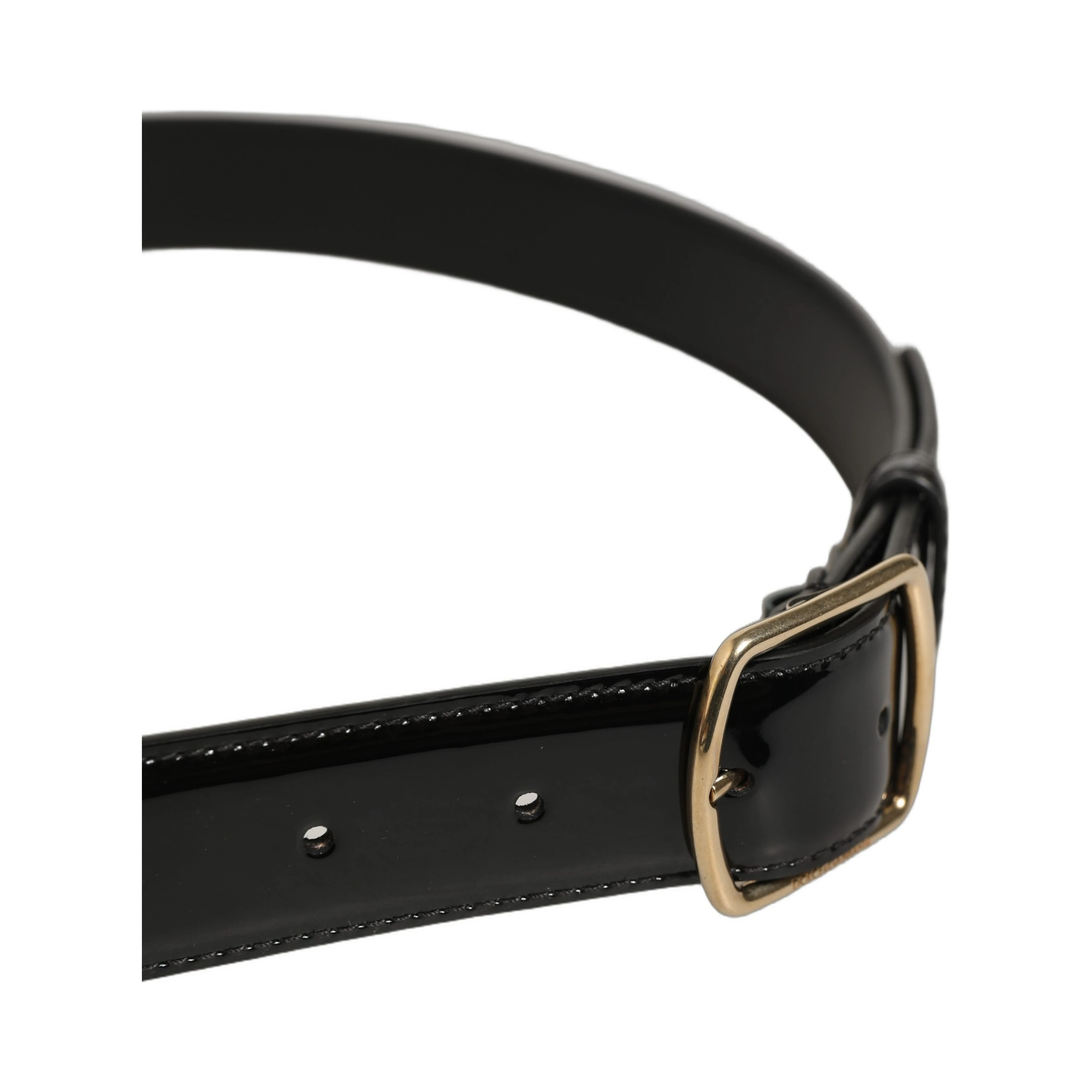 Black Patent Leather Gold Metal Buckle Belt