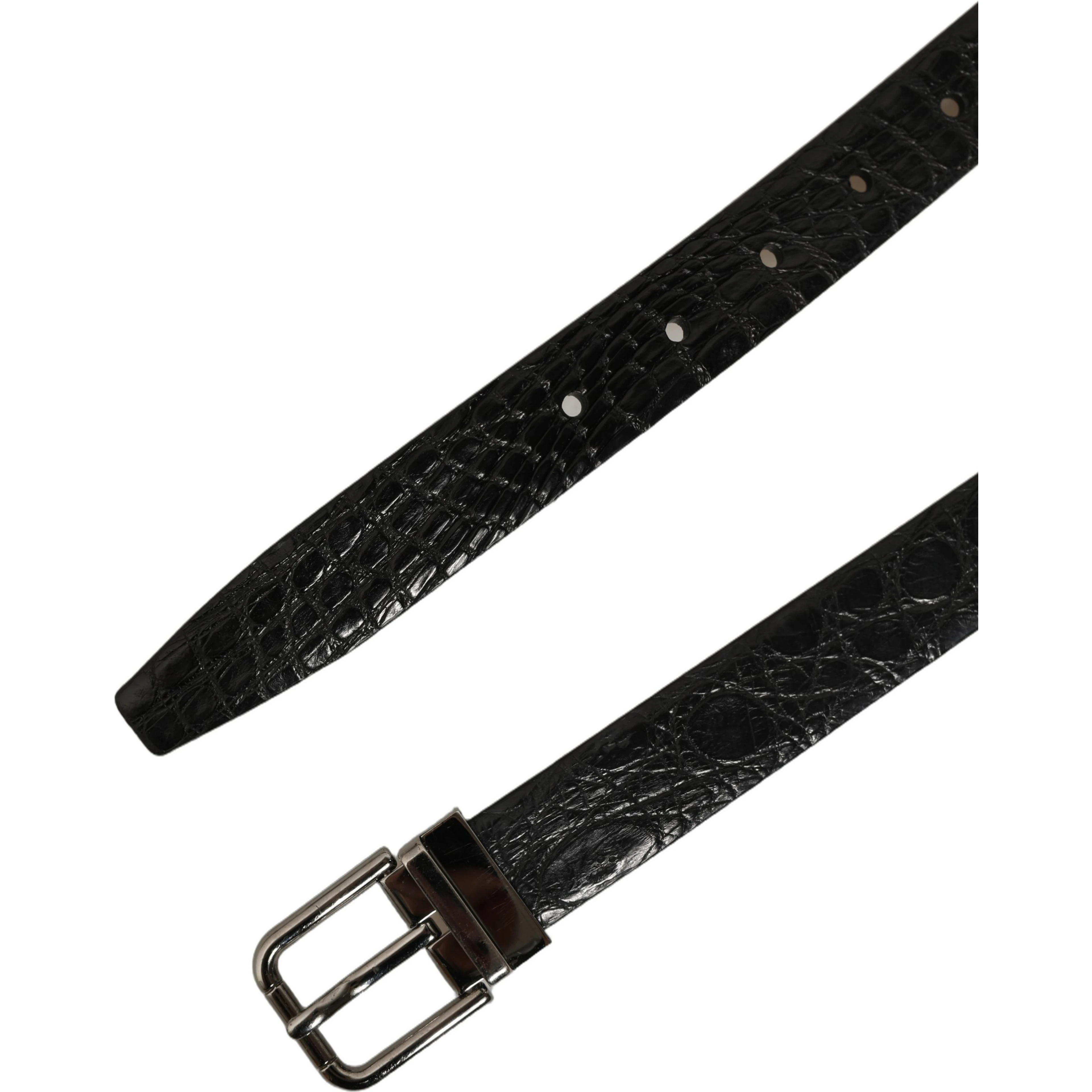 Black Leather Silver Metal Buckle Men Belt
