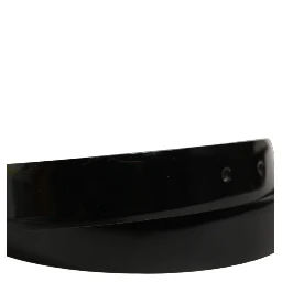Black Classic Leather Gold Tone Buckle Belt