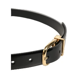 Black Classic Leather Gold Tone Buckle Belt