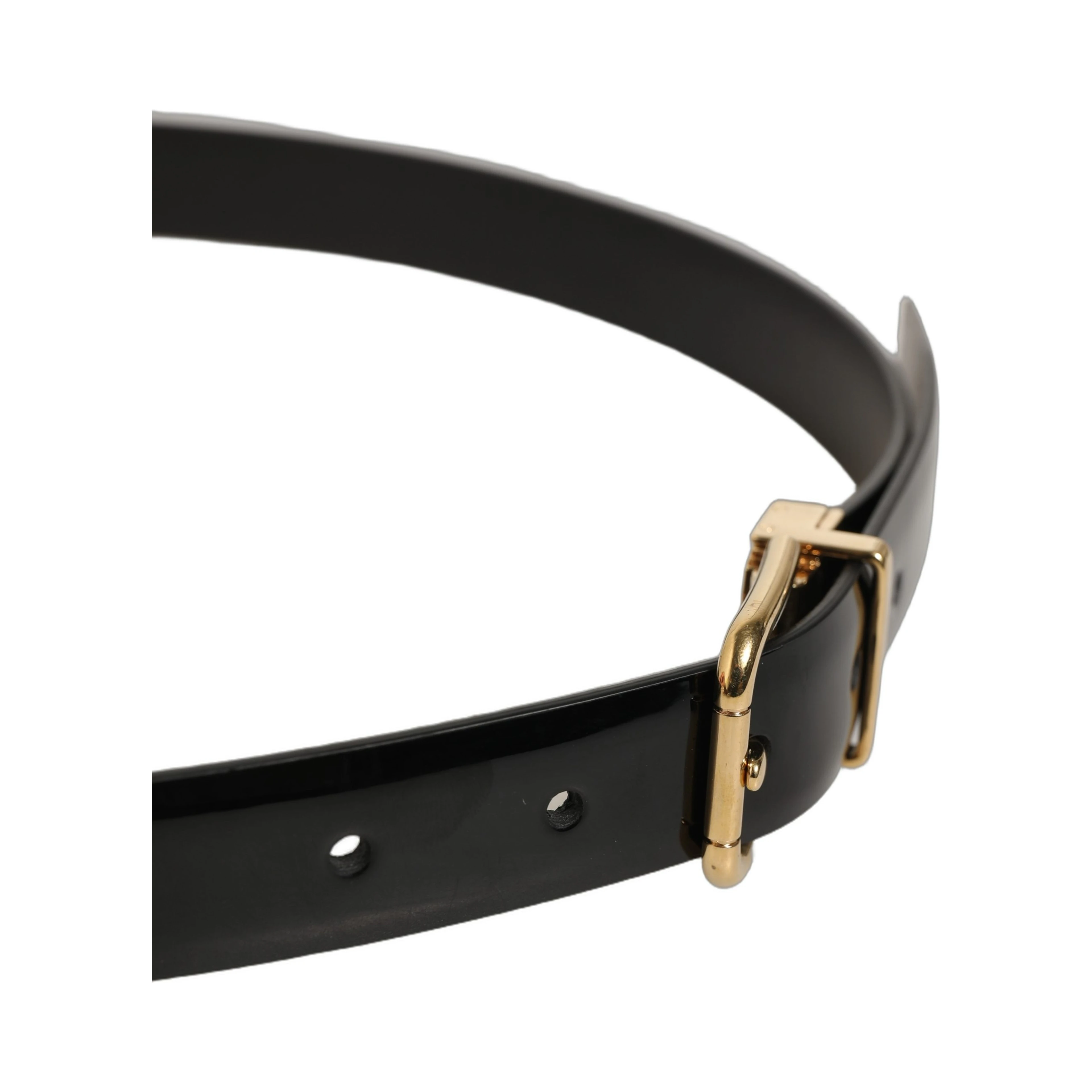 Black Classic Leather Gold Tone Buckle Belt