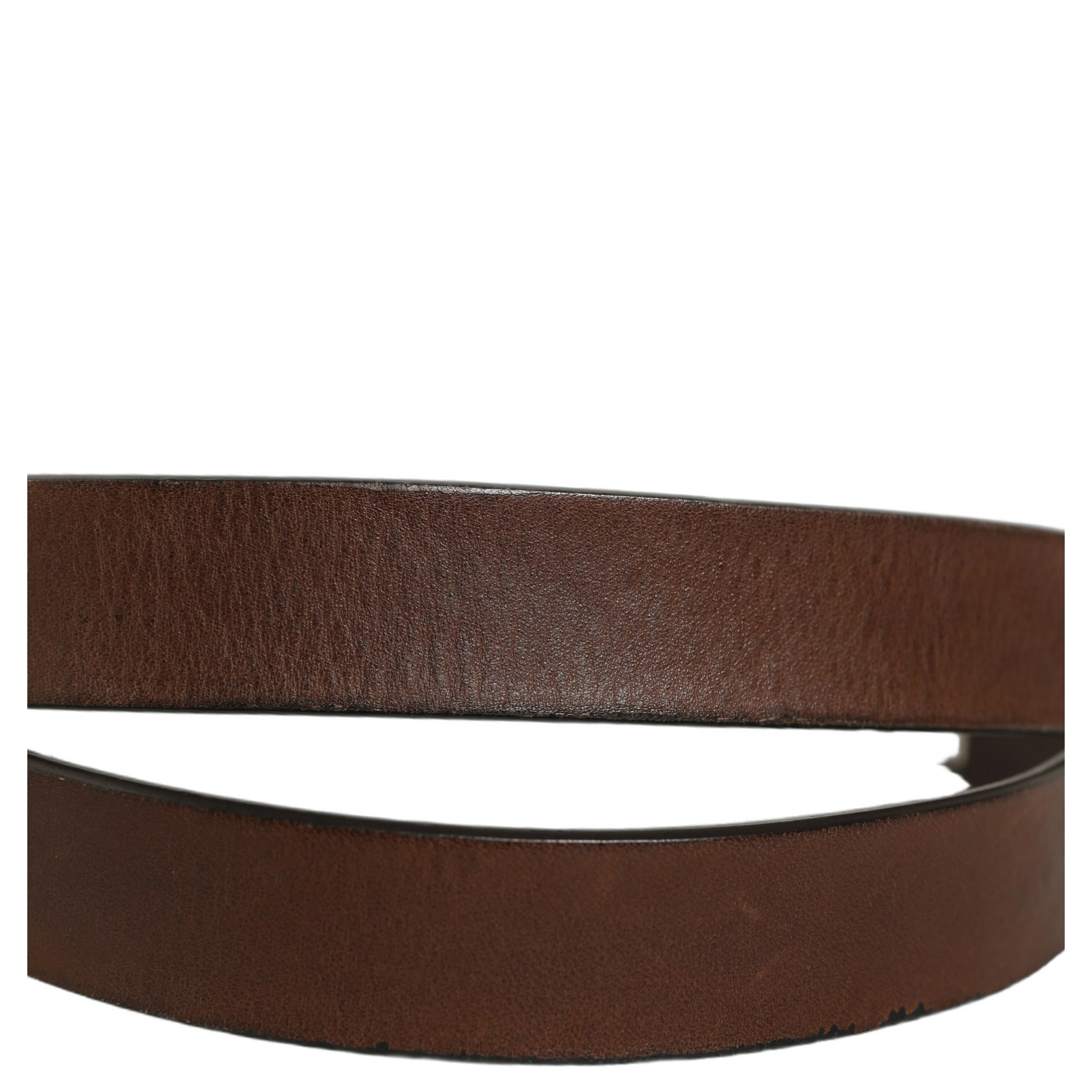Brown Leather Silver Tone Metal Buckle Belt