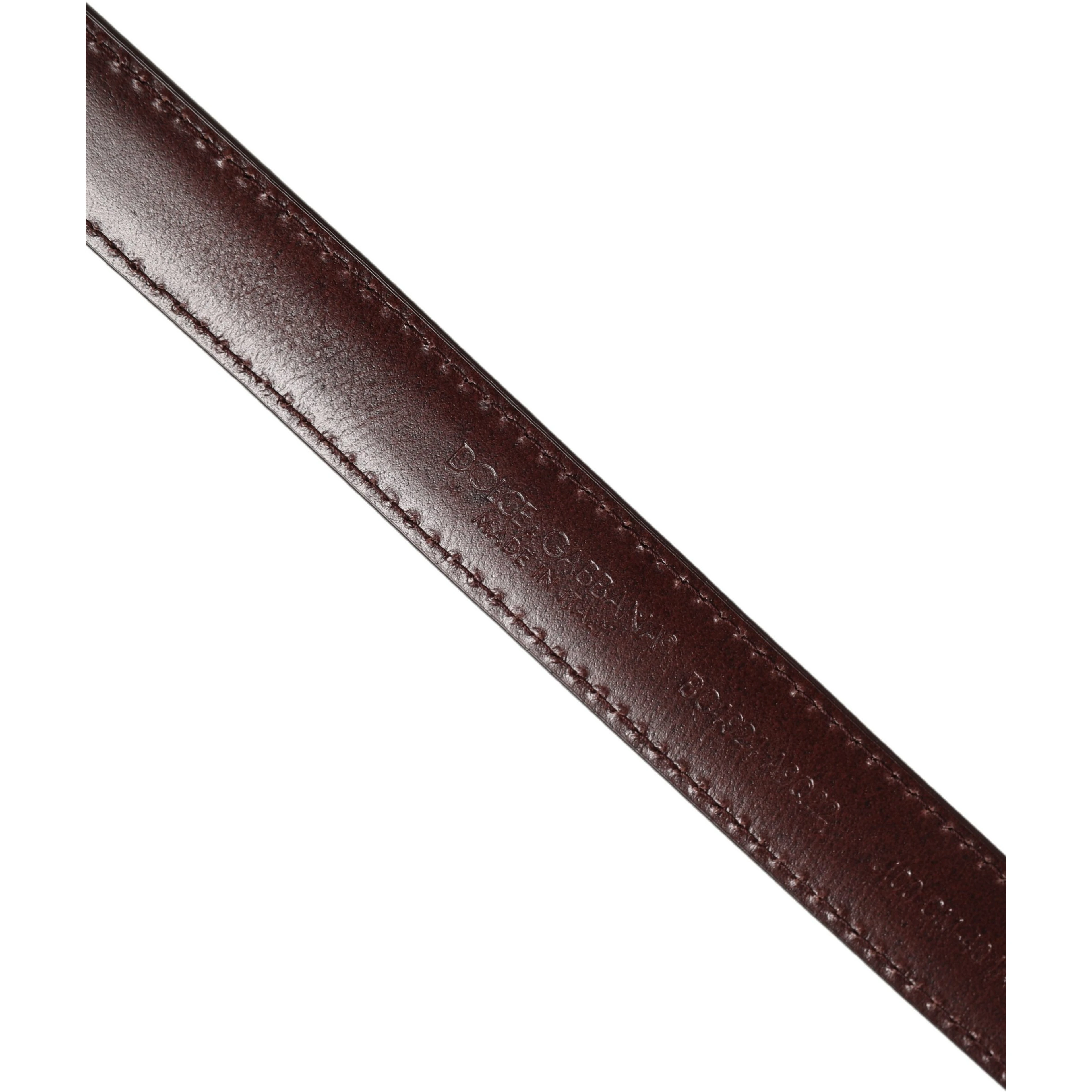 Dark Brown Woven Leather Metal Buckle Belt