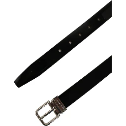 Black Classic Leather Silver Tone Buckle Belt