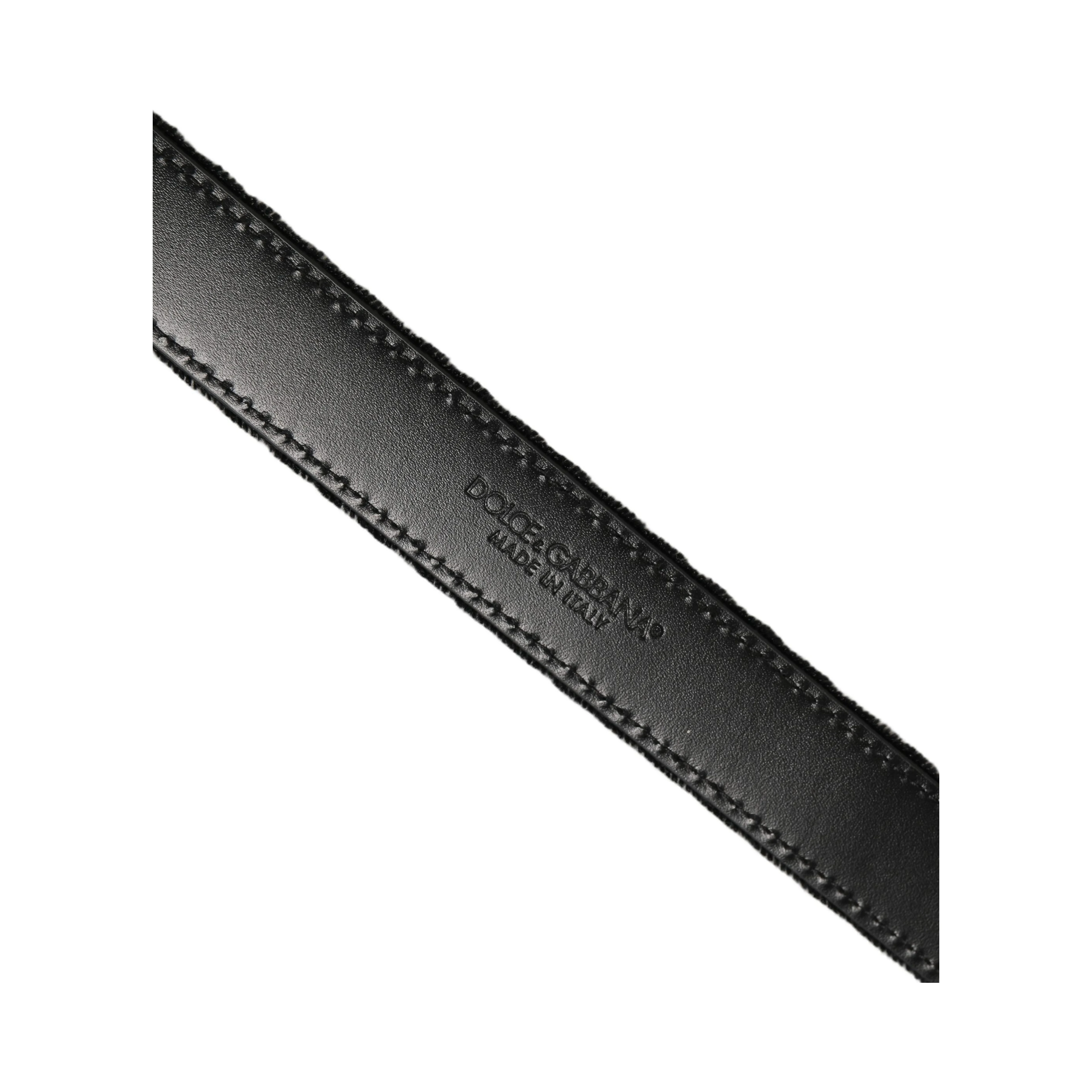 Black Velvet Silver Tone Metal Buckle Belt