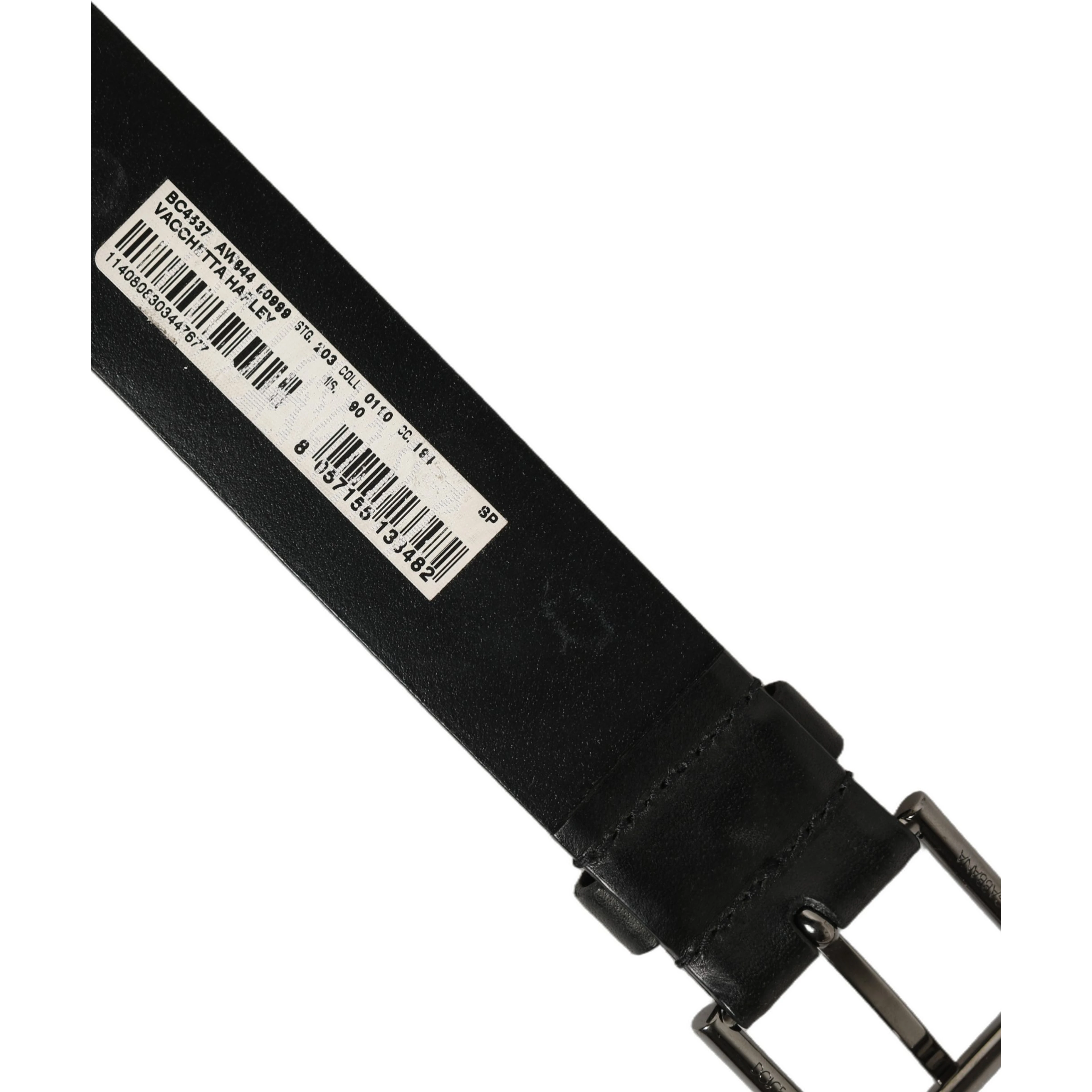 Black Calf Leather Classic Silver Buckle Belt