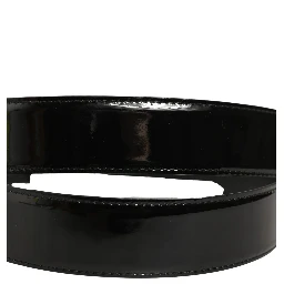 Black Patent Leather Silver Metal Buckle Belt