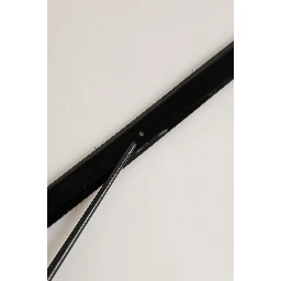 Black Classic Leather Silver Tone Buckle Belt
