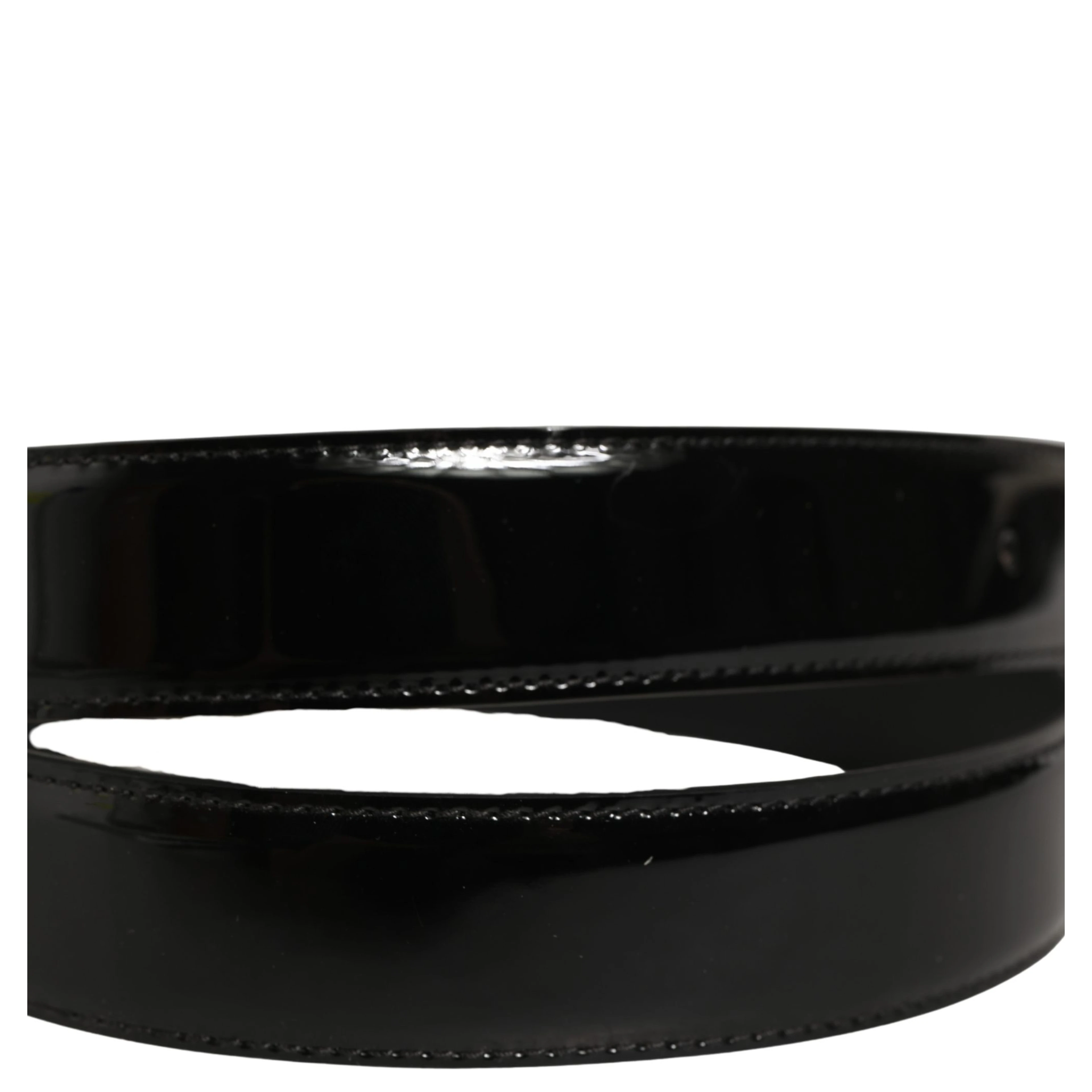 Black Patent Leather Gold Metal Buckle Belt