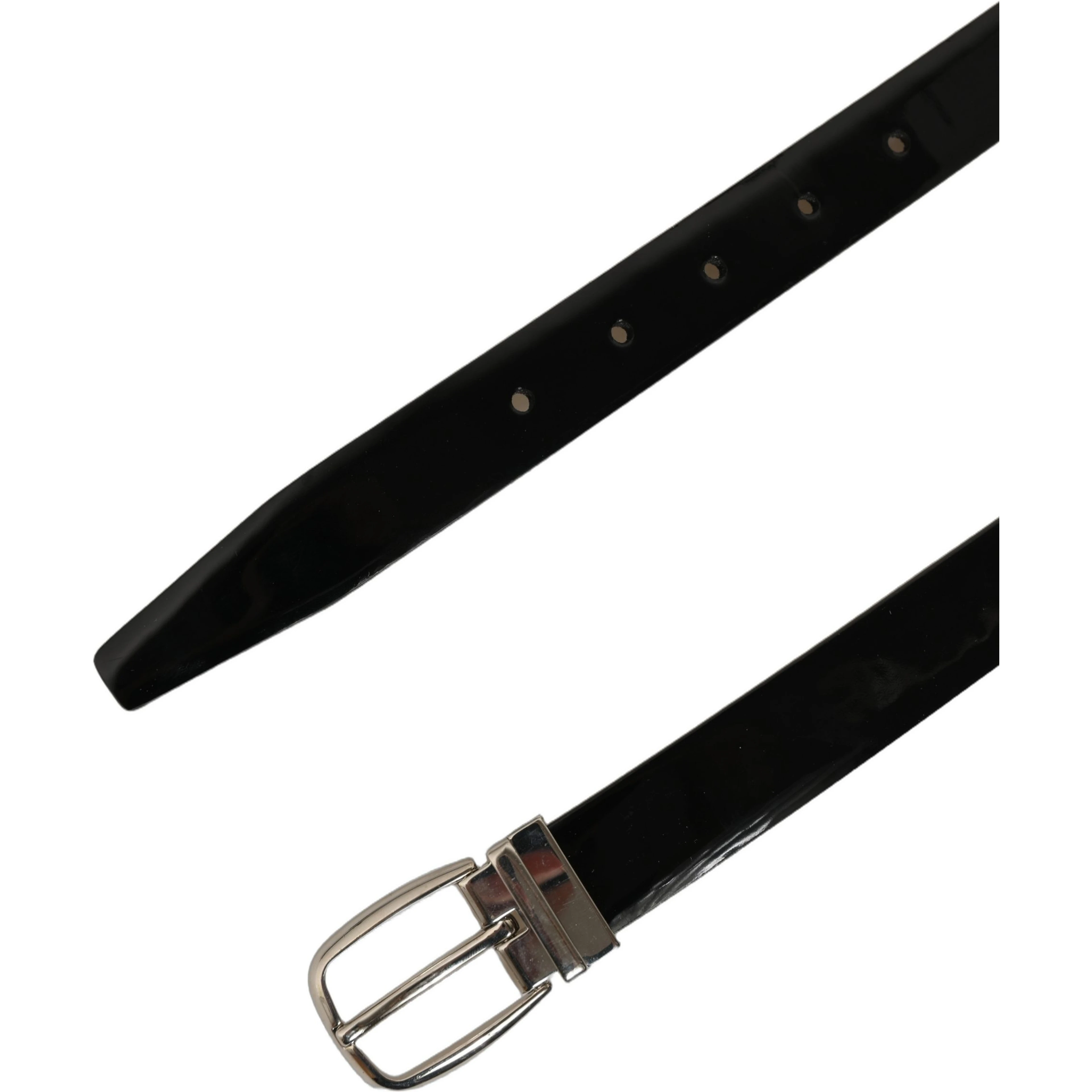 Black Classic Leather Silver Tone Buckle Belt