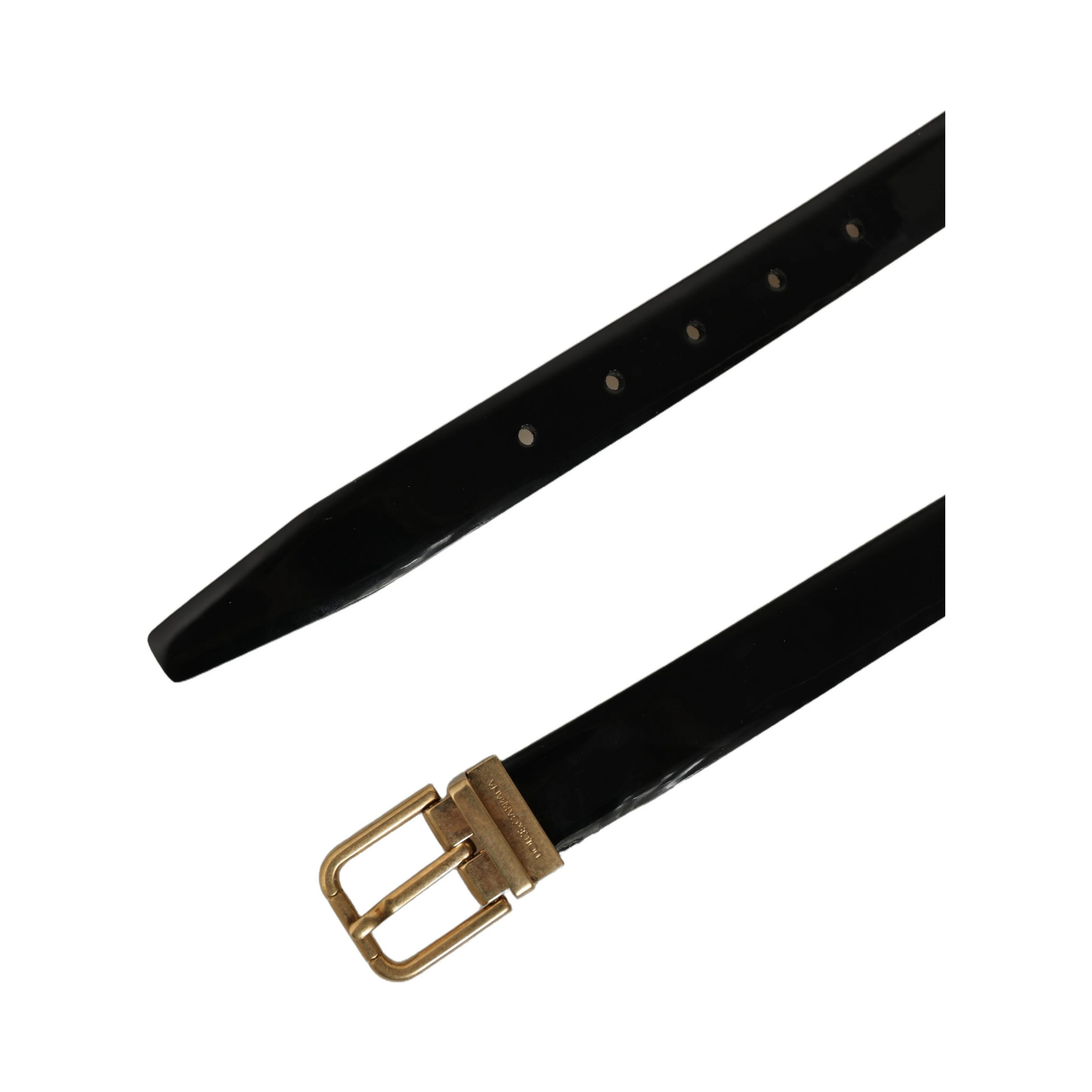 Black Classic Leather Gold Tone Buckle Belt