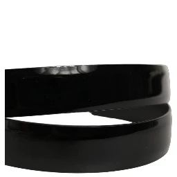 Black Classic Leather Gold Tone Buckle Belt