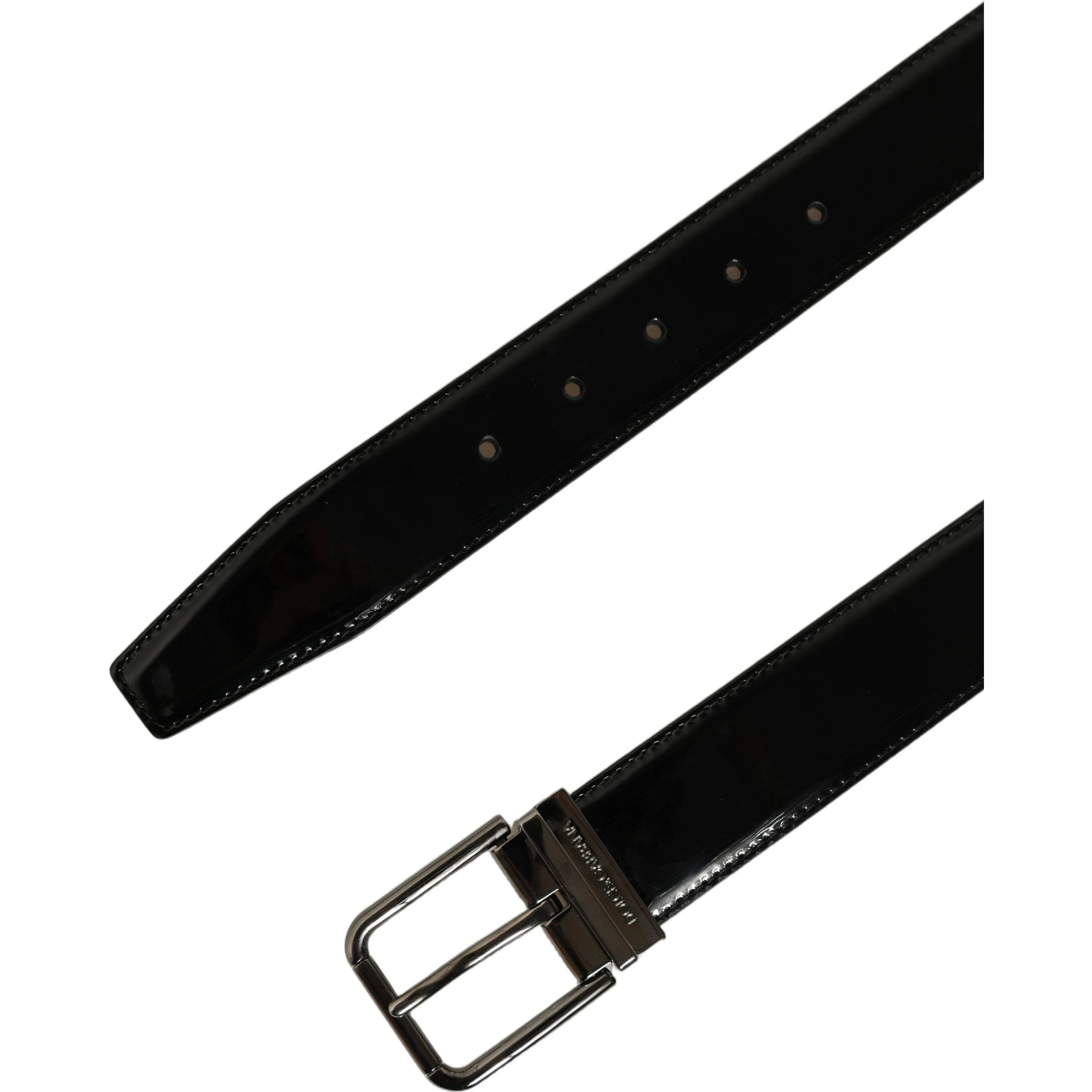 Black Patent Leather Silver Metal Buckle Belt