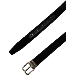 Black Velvet Silver Tone Metal Buckle Belt