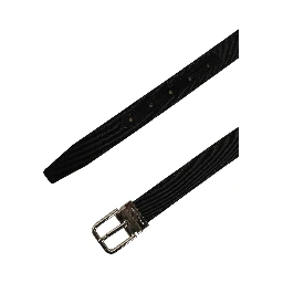 Black Classic Leather Silver Tone Buckle Belt