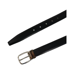 Blue Calf Leather Silver Metal Buckle Belt