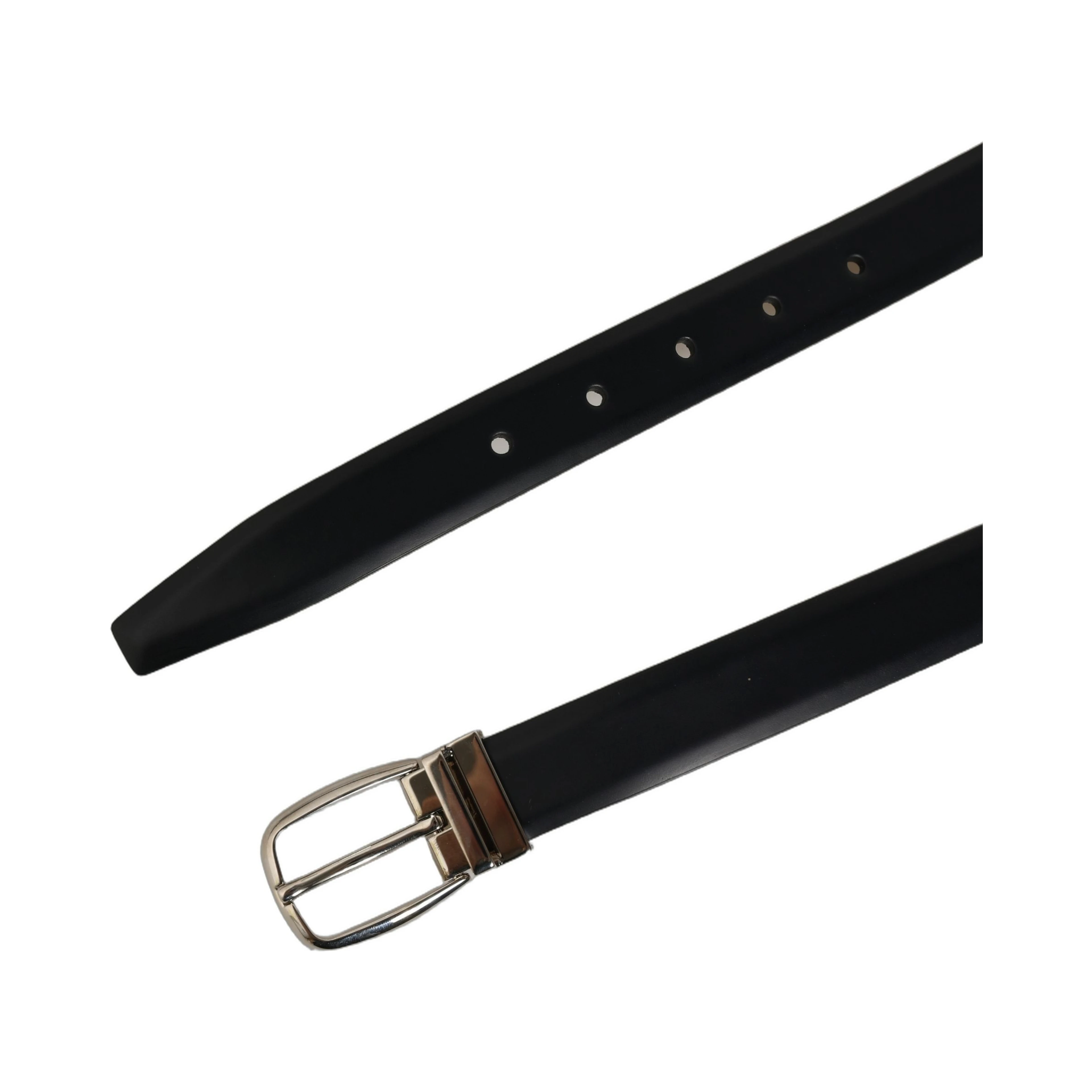 Blue Calf Leather Silver Metal Buckle Belt