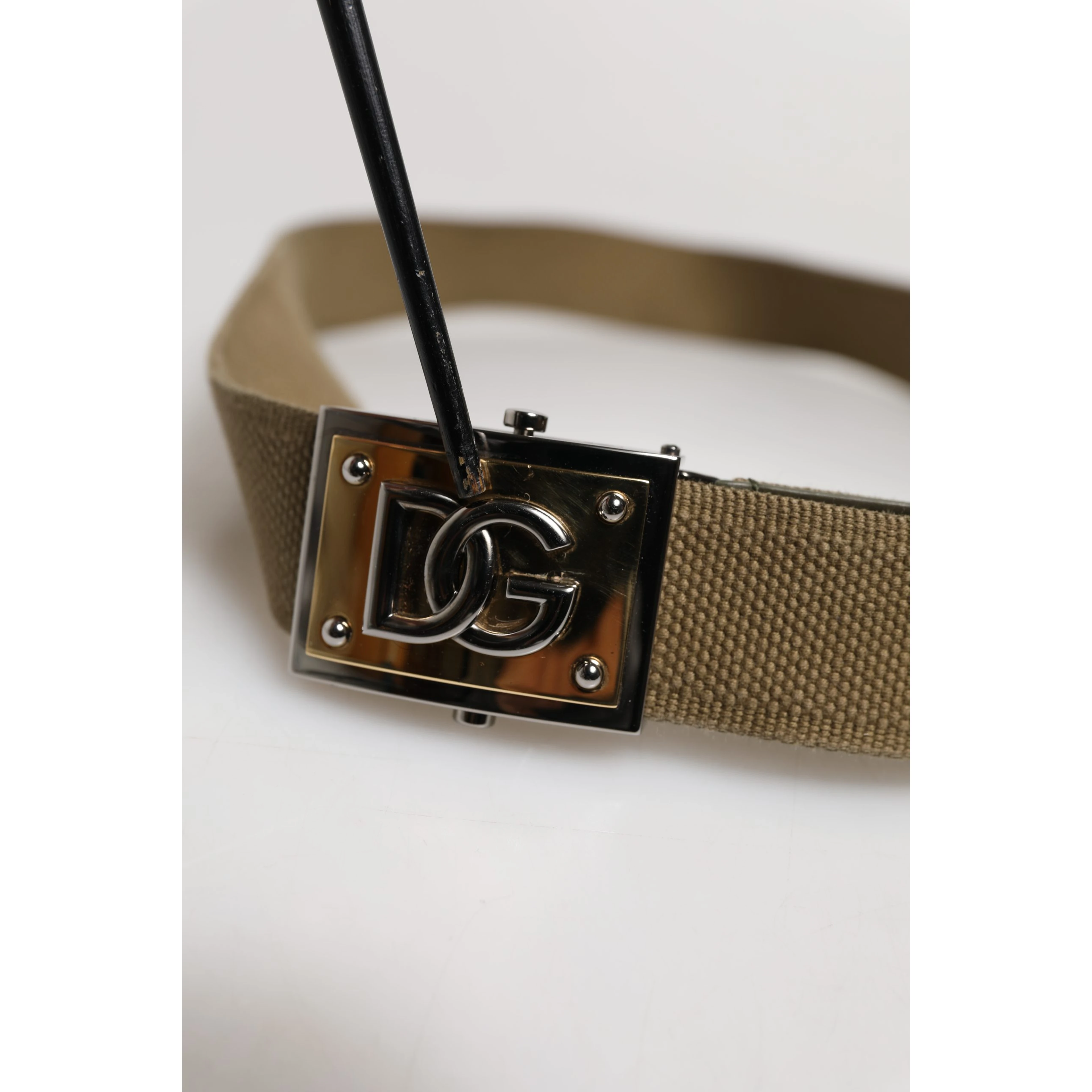 Men Military Green DG Logo Plaque Buckle Belt