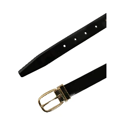 Black Classic Leather Gold Tone Buckle Belt