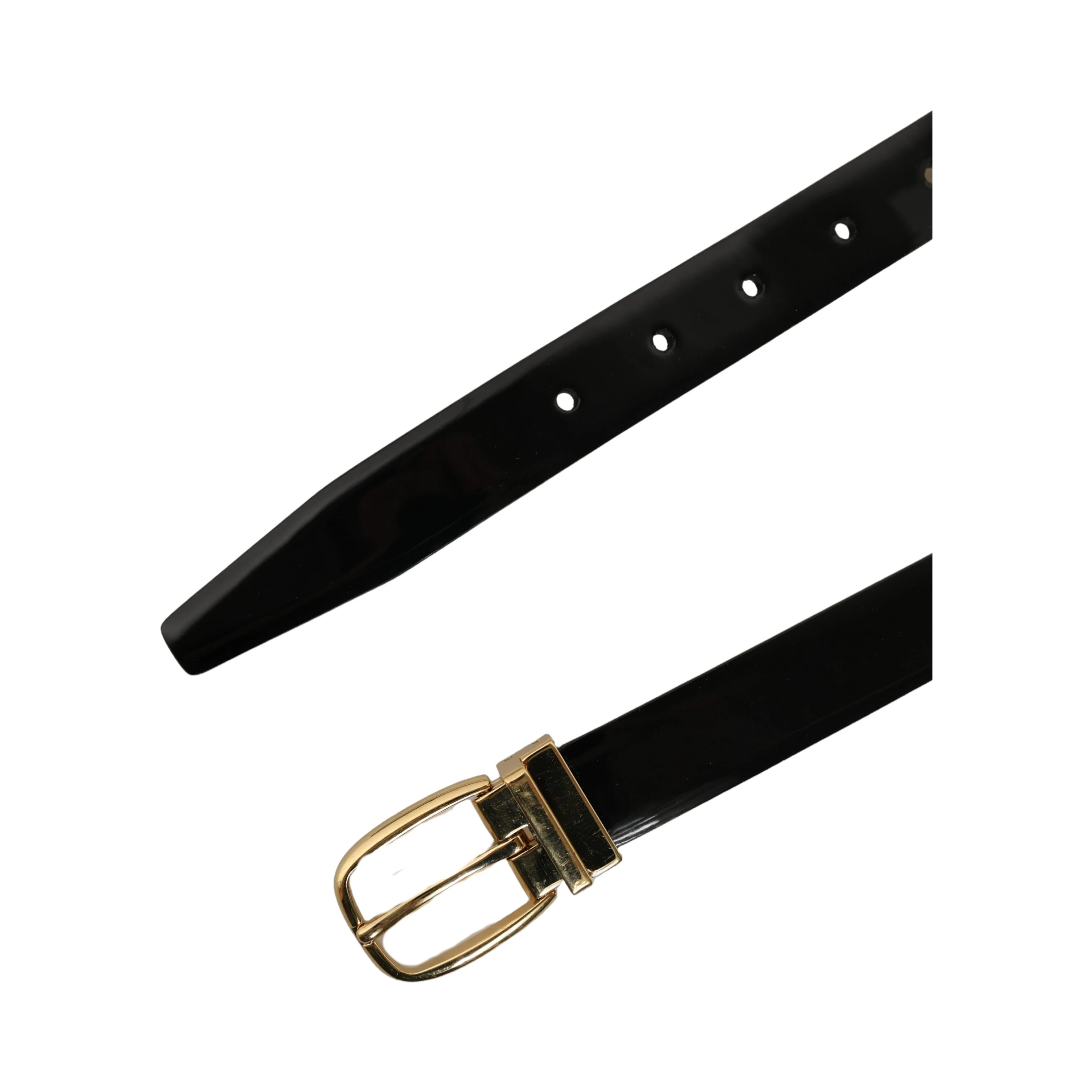 Black Classic Leather Gold Tone Buckle Belt