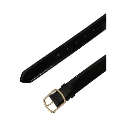 Black Patent Leather Gold Metal Buckle Belt