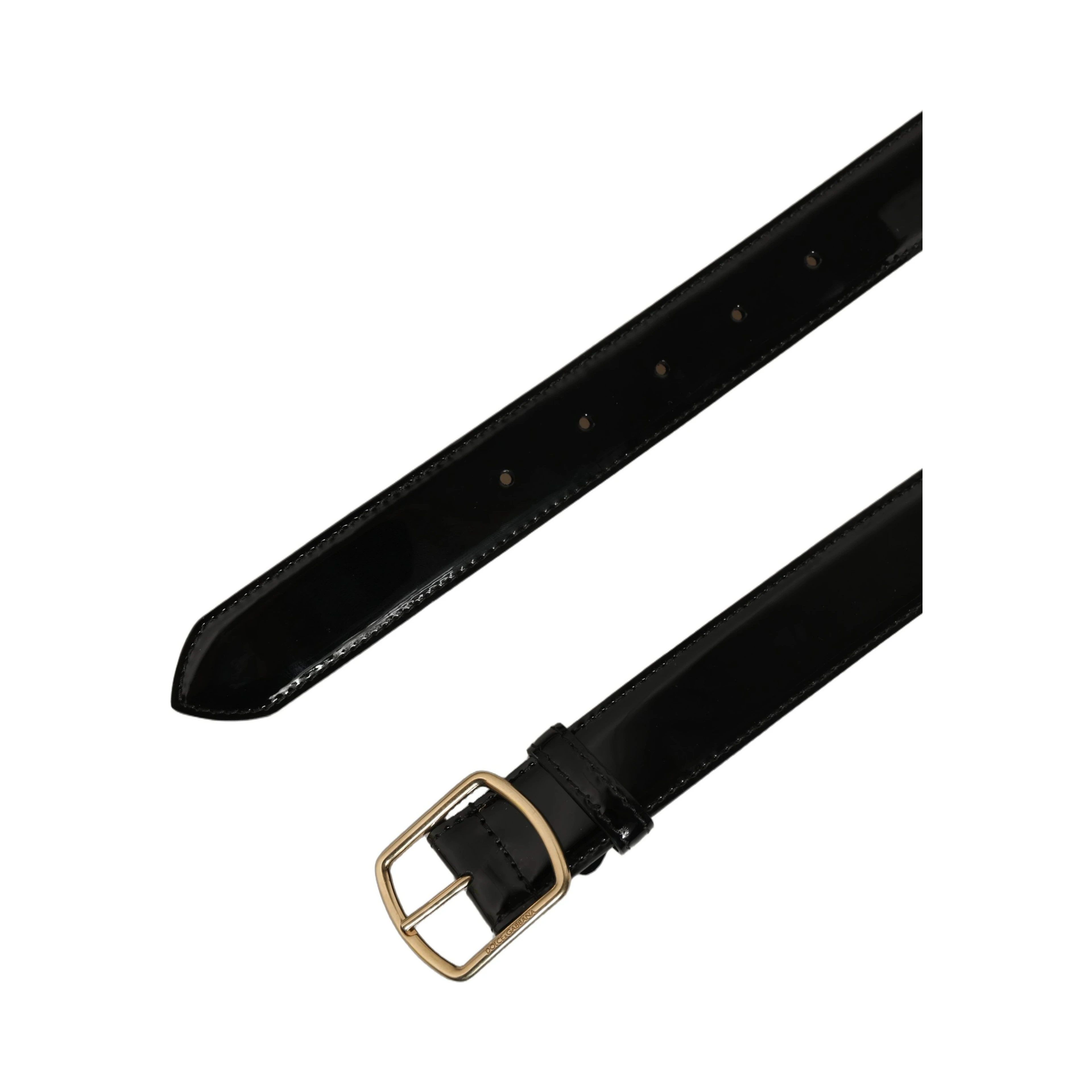 Black Patent Leather Gold Metal Buckle Belt