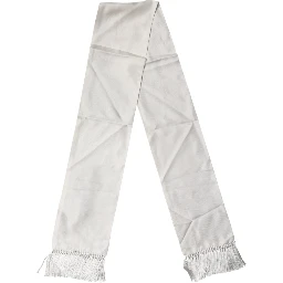 Men White Silk Fringed Edge Lace Stole Scarf
