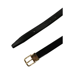 Black Classic Leather Gold Tone Buckle Belt