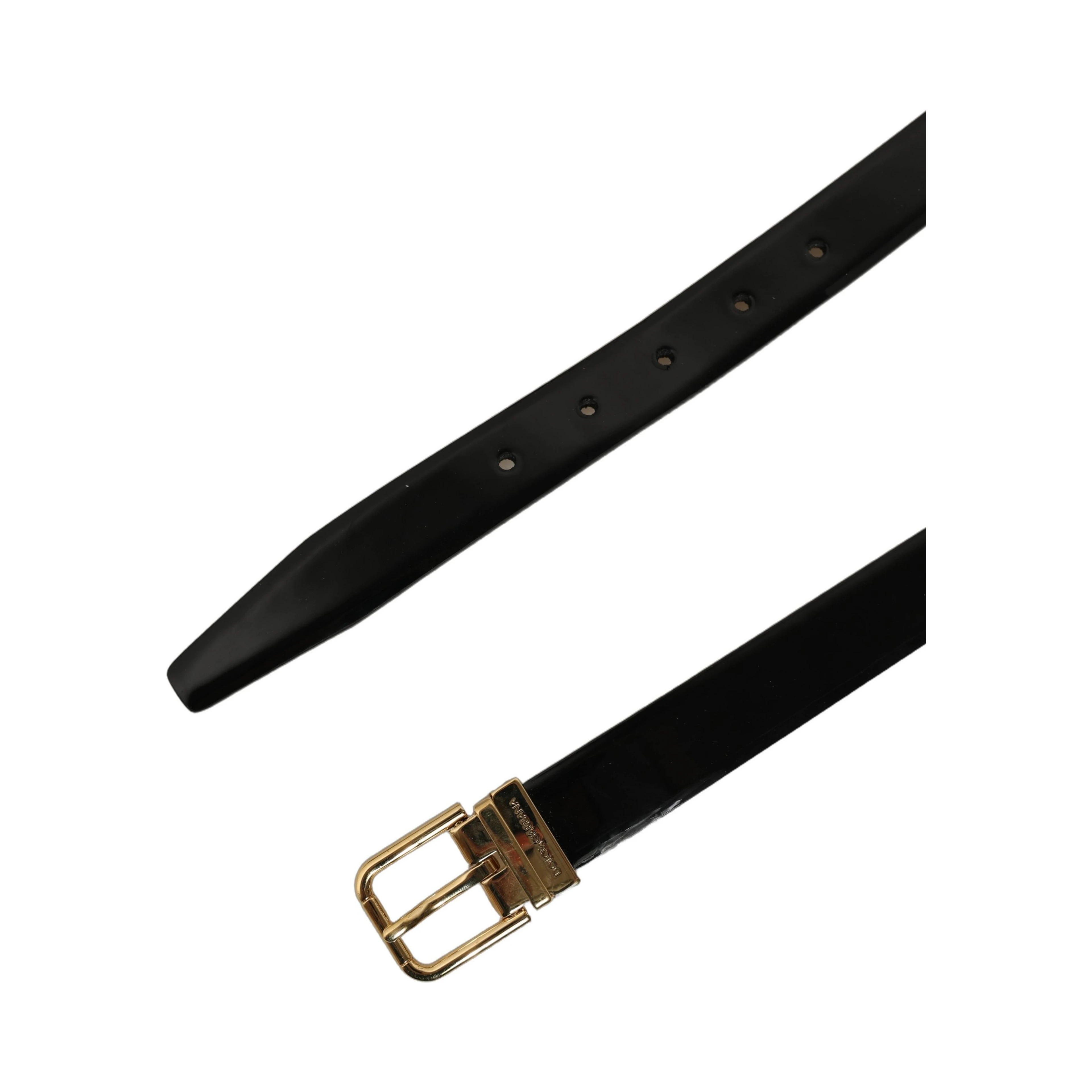 Black Classic Leather Gold Tone Buckle Belt